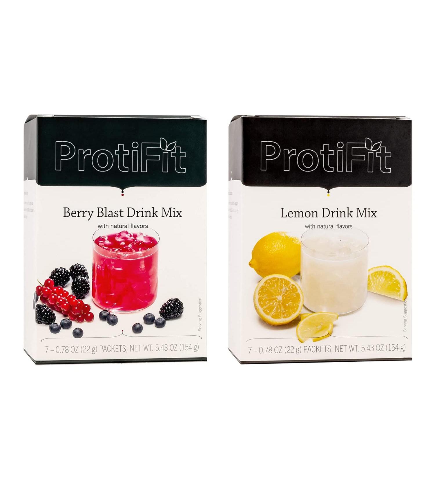 PROTIFIT - High Protein Berry Blast & Lemon Fruit Drink 2 Pack 15g Protein Low Calorie Sugar Free Ideal Protein Compatible 7 Servings Per Box (2 Pack) - Buy Online on GoSupps.com