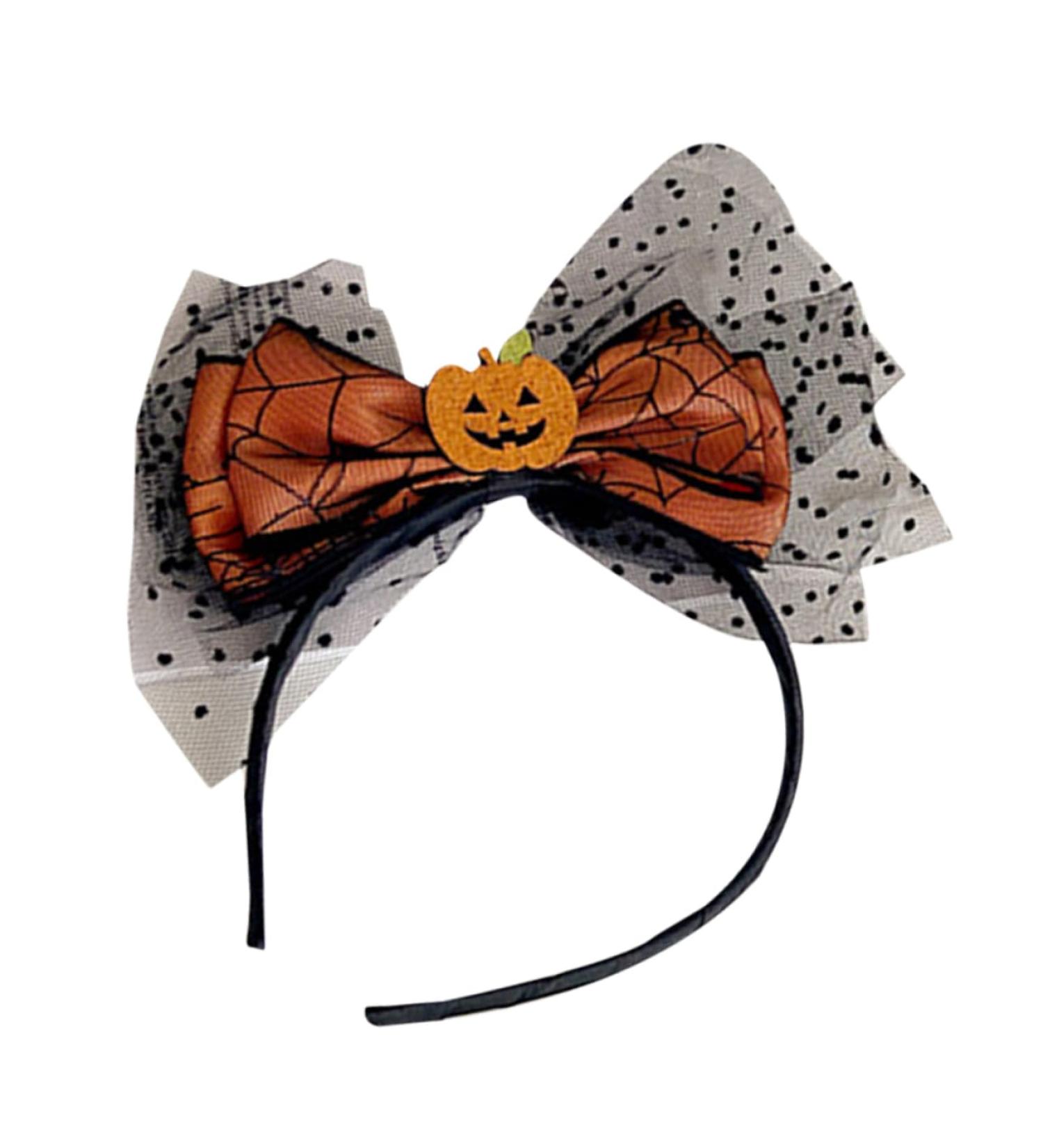 FRCOLOR Halloweens Day Accessories Halloween Headband Photo Prop Pumpkin Hair Band Pumpkin Bow Headband Masquerade Party Head Boppers Halloween Costume Headband Veil Hair Band Metal - Buy Online on GoSupps.com