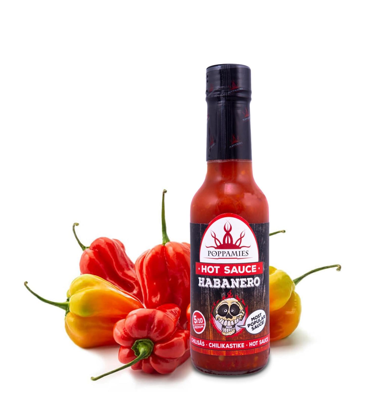 Poppamies Habanero Hot Sauce - Gluten Free Vegan 150ml | Medium Spicy 5/10 - Buy Online on GoSupps.com