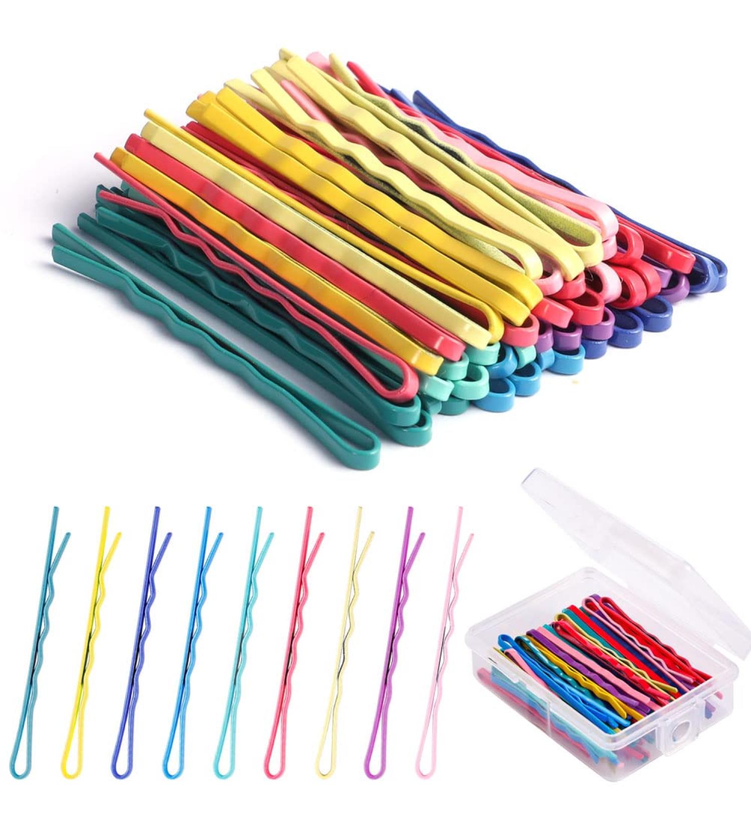 50 Multi-Coloured Metal Hair Clips with Storage Box - 5.5 cm | International Shipping Available - Buy Online on GoSupps.com