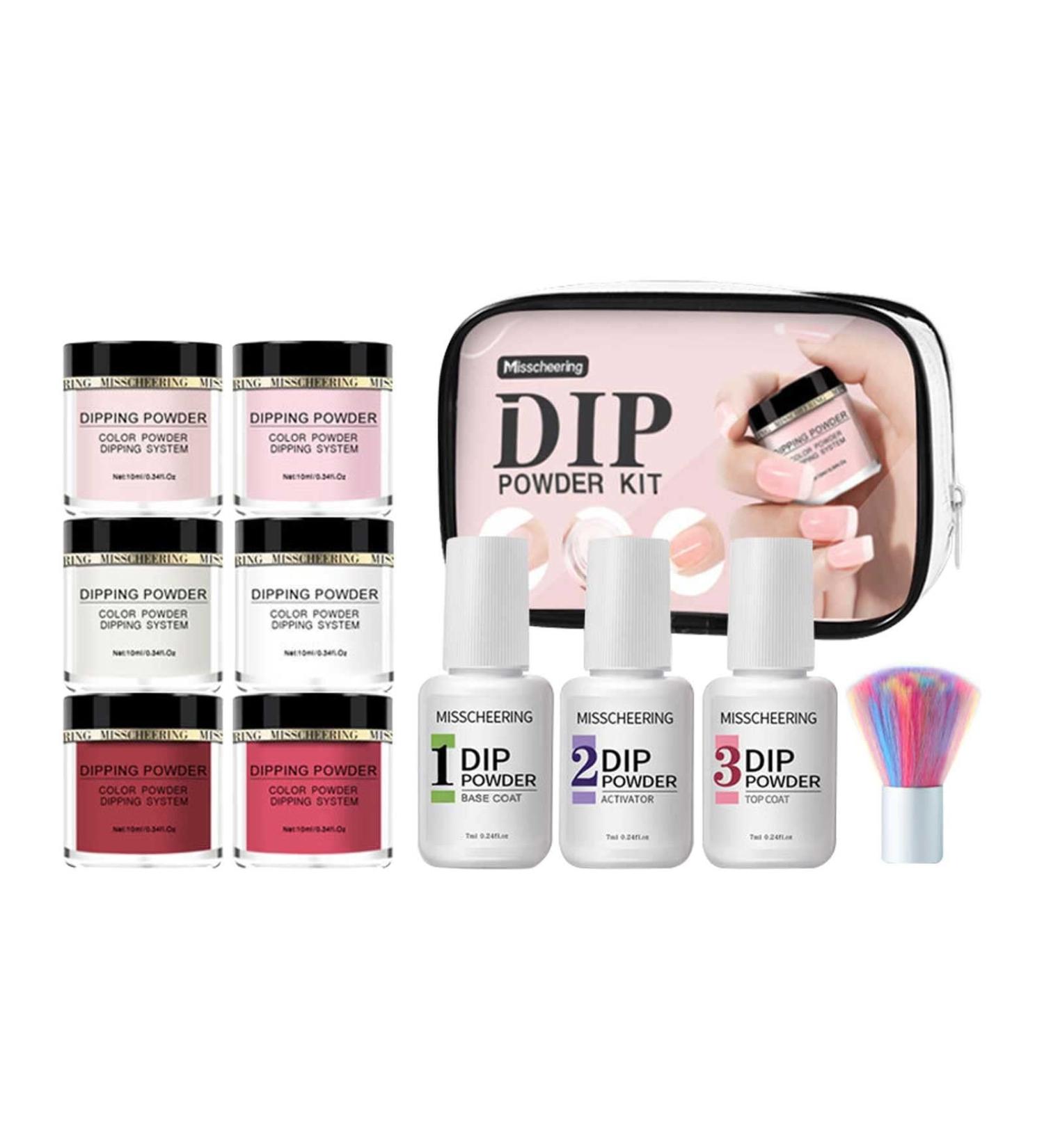 Acrylic Nails Dip Powder Nail Kit Nude Pink Glitter 6 Colors Acrylic Dipping Powder System Kit For French Nail Manicure Nail Art Set 10ml Colorful Rhinestones (A One Size) One Size A - Buy Online on GoSupps.com