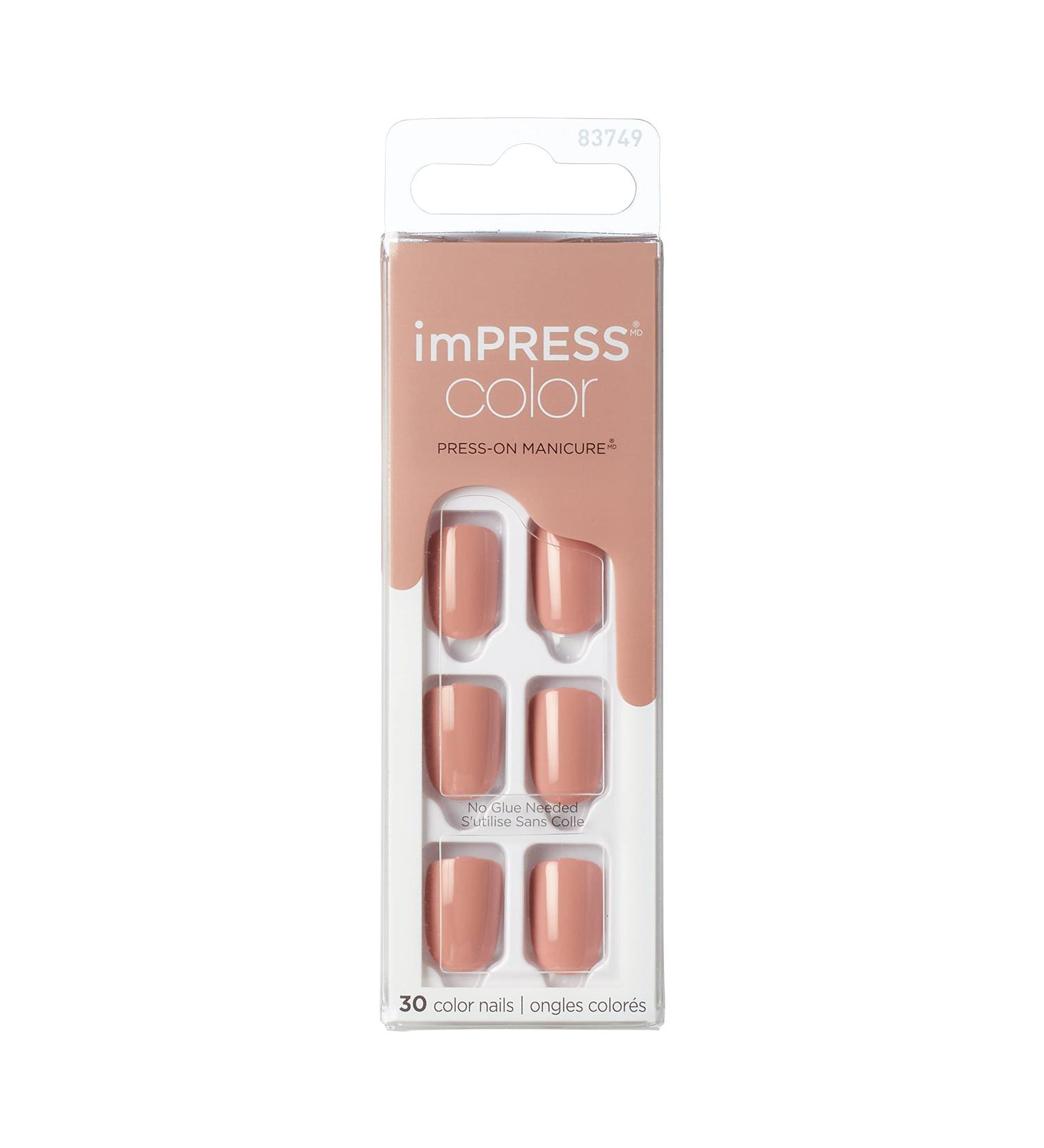 KISS imPRESS Color Press-On Gel Nails Kit - Short Length Sandbox | PureFit Technology | Polish-Free Manicure with Prep Pad & Tools - Buy Online on GoSupps.com