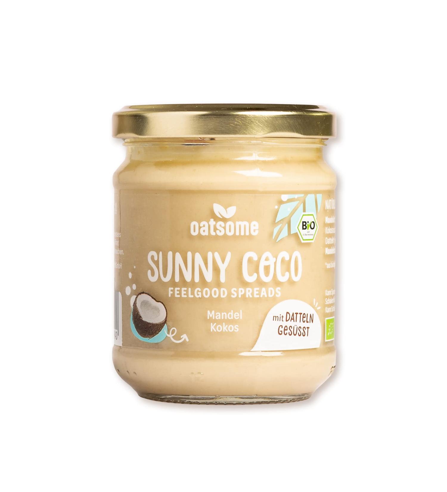 Oatsome Sunny Coco | Vegan Almond & Coconut Spread | 100% Natural | No Sugar No Palm Oil | Bio | Perfect Breakfast | 200g - Buy Online on GoSupps.com