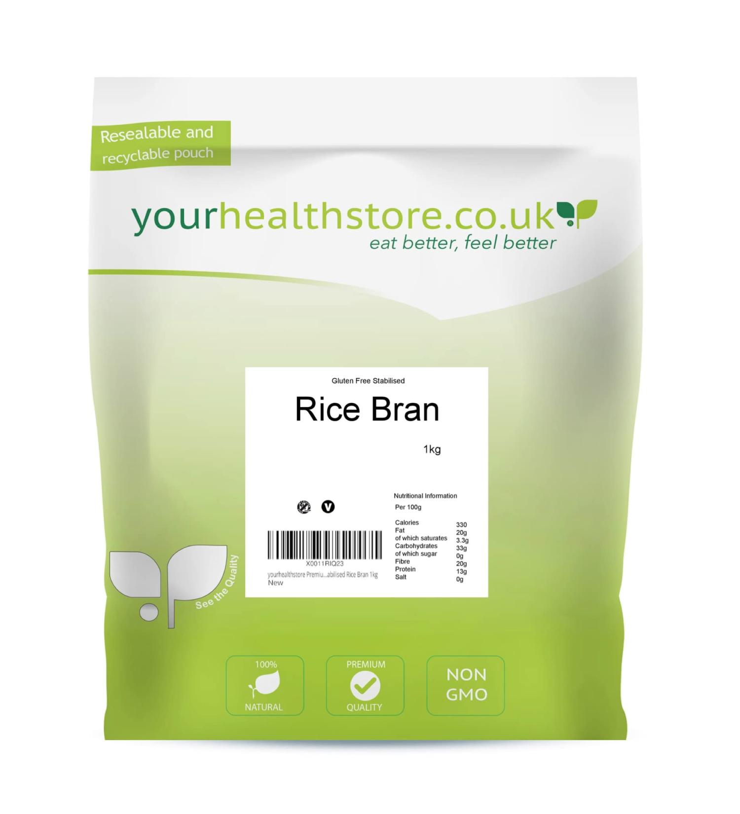 yourhealthstore Premium Gluten Free Non GMO Stabilised Rice Bran 1kg