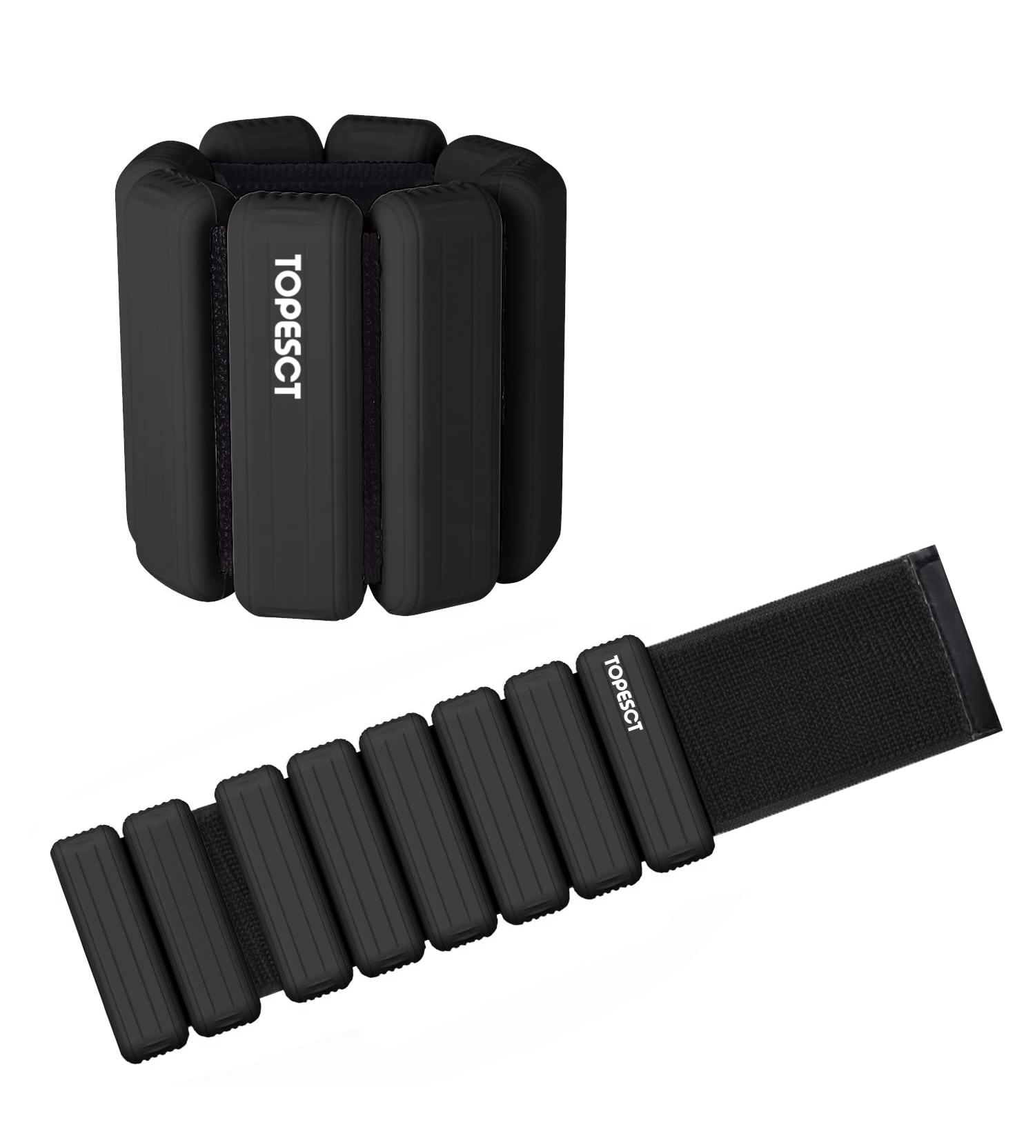 Topesct Adjustable Wrist Weights Set - 2 x 0.9 kg | Durable Wearable Weights for Yoga Dance Pilates Cardio & More - Black - International Shipping Available - Buy Online on GoSupps.com
