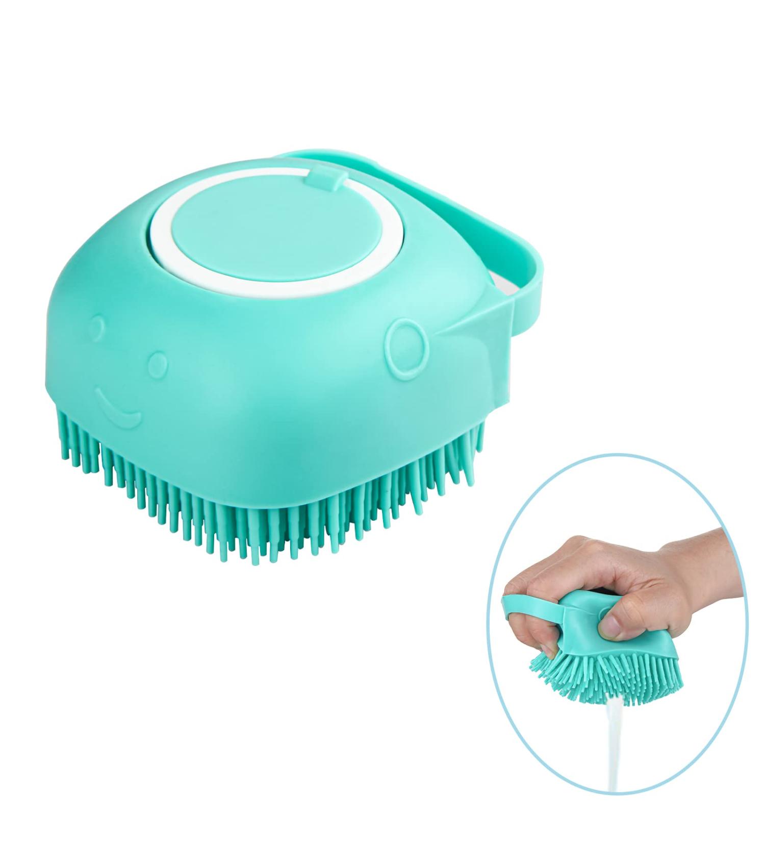 Fuyihgl Shampoo Brush for Dogs & Cats - Silicone Bubble Brush with Soap Dispenser & Loop Handle (Green) - Ideal Pet Bathing Tool - Buy Online on GoSupps.com