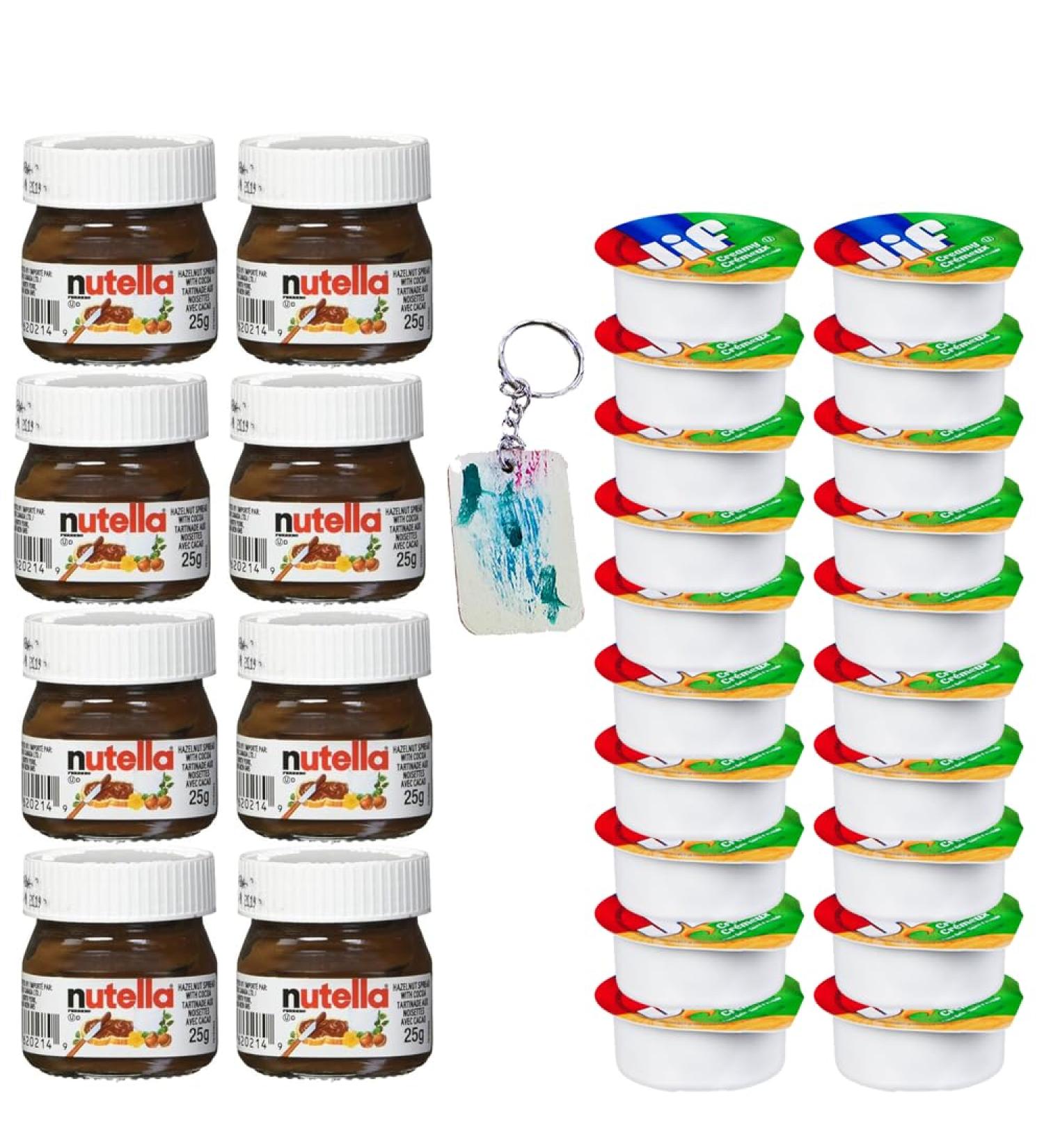 Breakfast Duo of Peanut Butter and Hazelnut Spread Goodness - 15 Jif Peanut Butter and 15 mini glass Hazelnut Spread (25g) On-The-Go Portion Control Pack for Travelers & Meal Prep 30 individual Portions Total - Comes with a one of a kind Keychain by PaLiS - Buy Online on GoSupps.com