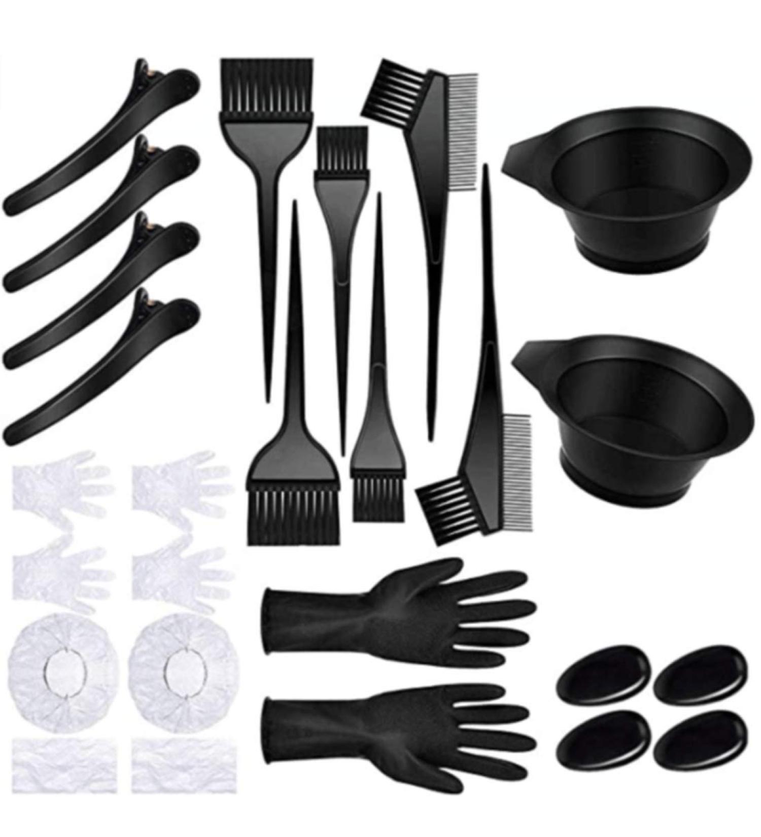 22 PCS Hair Dye Coloring Kit - Beauty Salon Tools for DIY Hair Dye - Disposable Shawl, Shower Cap, Hairpins, Brush, Comb, and More - Buy Online on GoSupps.com