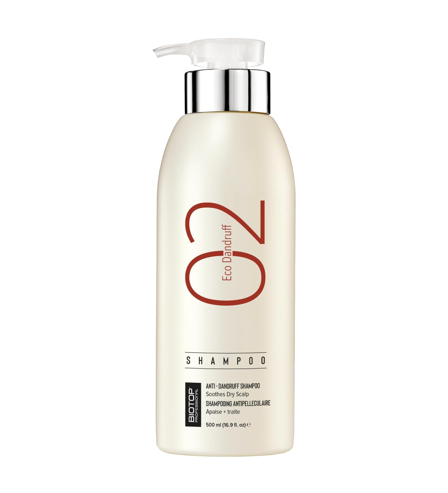 Biotop Professional 02 Eco Dandruff Shampoo - Hydrating Dry Scalp Treatment with Pro Vitamin B5 & Zinc Pyrithione - 16.9oz for Irritation Relief & Dandruff Prevention - Buy Online on GoSupps.com