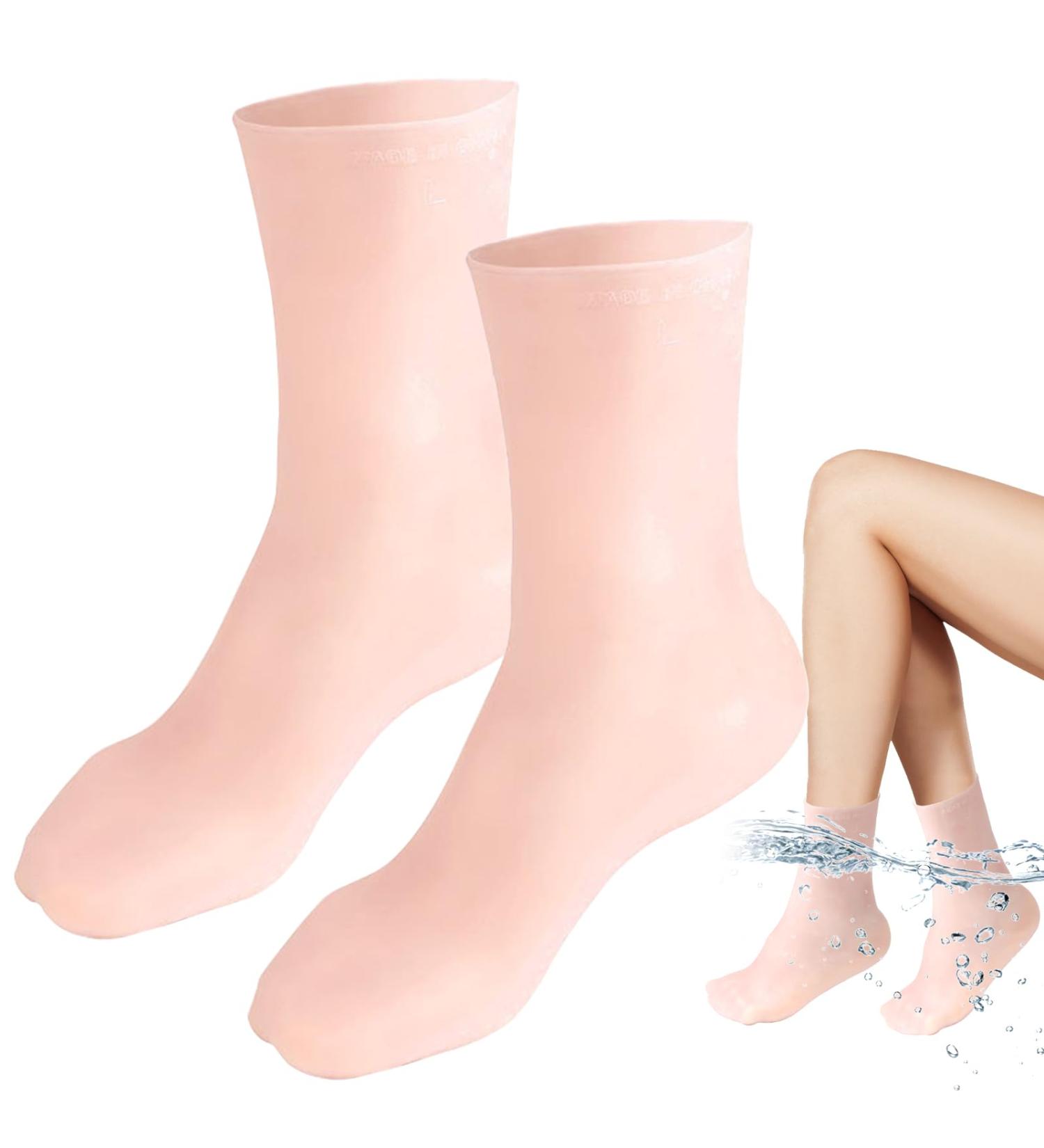 Silicone Moisturizing Socks Women Foot Spa Pedicure Silicone Socks Foot Mask Exfoliating Beach Protective Gel Socks Anti Slip Aloe Socks for Dry Cracked Feet Calluses Foot Care (Color) - Buy Online on GoSupps.com