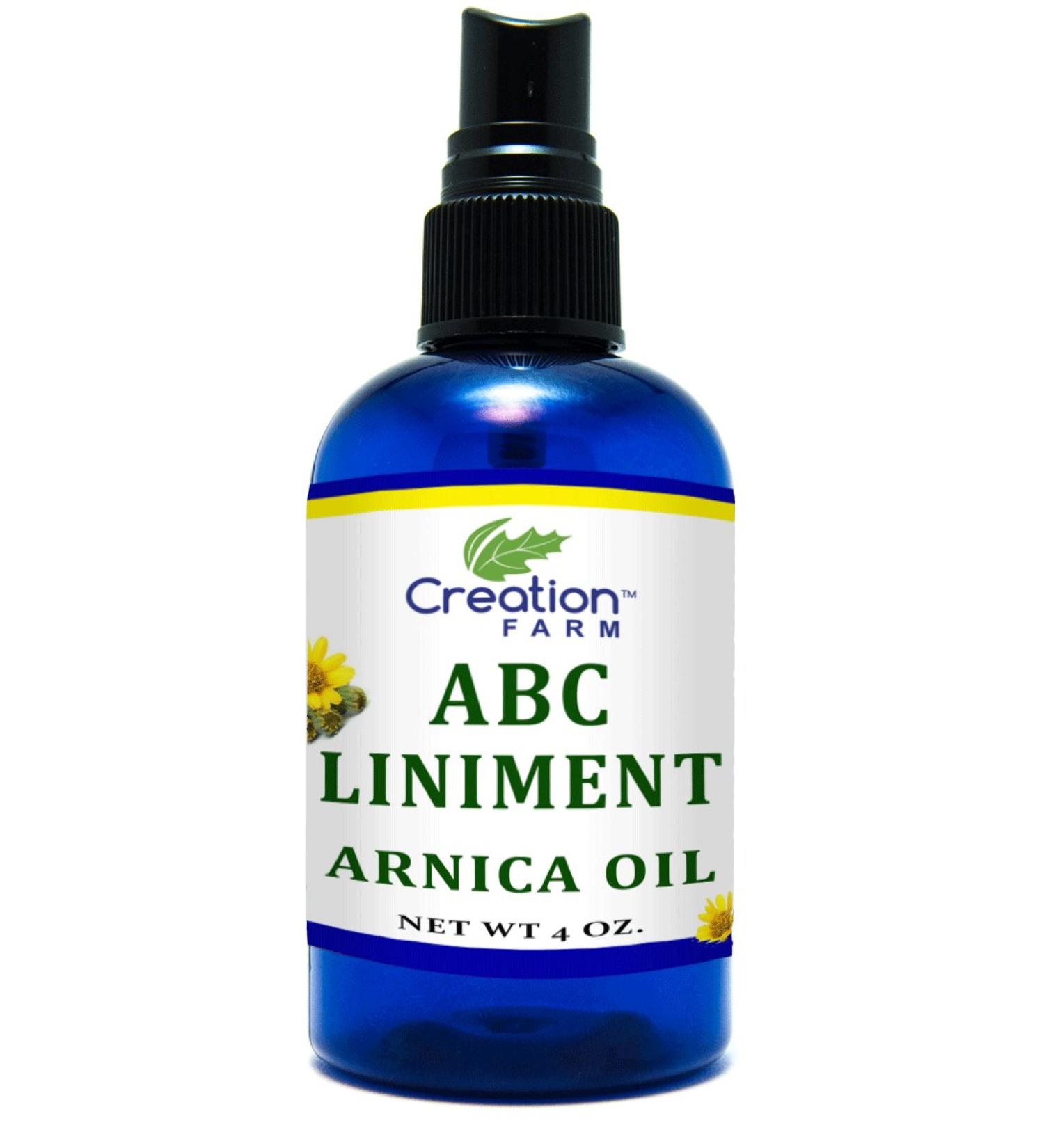 Arnica Liniment - ABC Arnica Liniment 4 OZ - Arnica Infusion and Essential Oil Blend - Body Massage Oil from Creation Farm