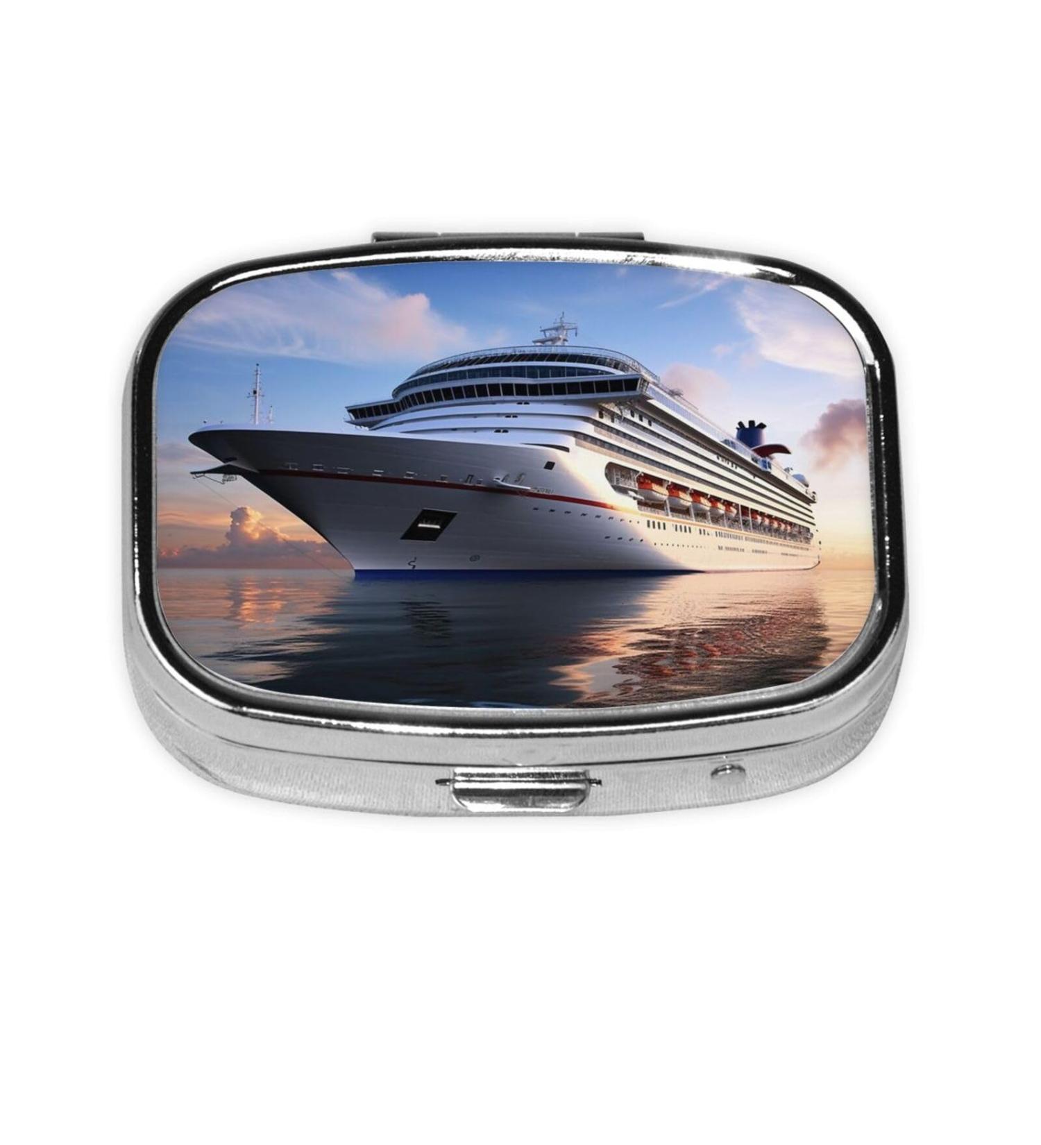Cruise Ship Pill Case - Compact 2 Compartment Travel Organizer | Cute Pill Box for Purse & Travel Gifts - Buy Online on GoSupps.com