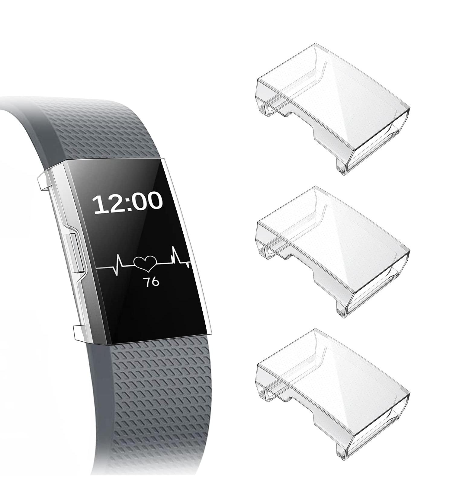 [3 Pack] Fintie Case Compatible with Fitbit Charge 2  Full-Around Screen Protector TPU Case Cover Bumper Shell Compatible with Fitbit Charge 2  Clear x 3 Clear+Clear+Clear - Buy Online on GoSupps.com