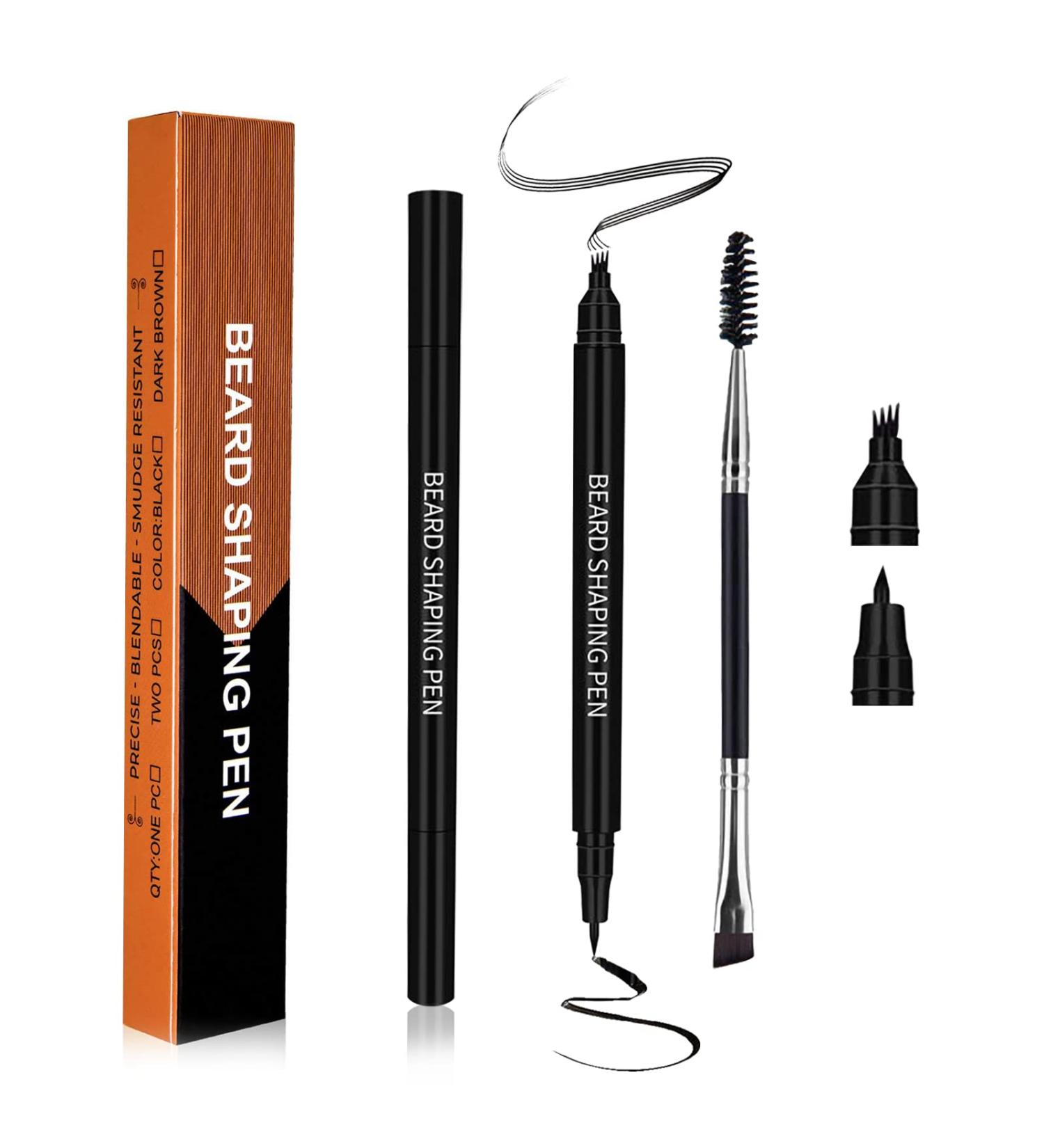 Real Beard Pen - Natural Waterproof Beard Filler & Color Pencil | Long-Lasting Sweatproof Brush for Beard & Eyebrow Definition - Black - Buy Online on GoSupps.com