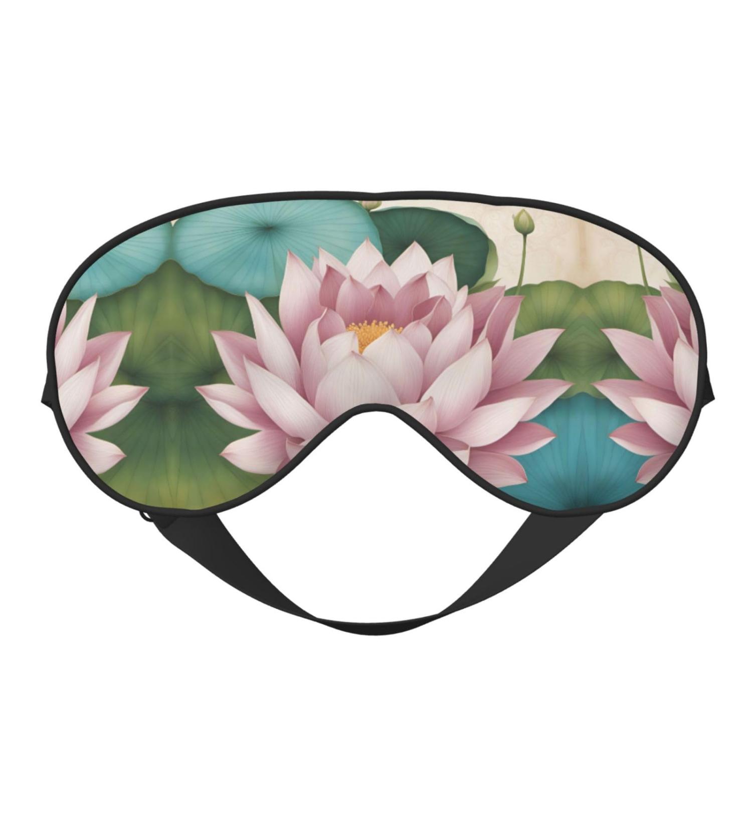 SSIMOO Lotus Flower Namaste Eye Mask - Breathable Soft Sleep Patch for Travel & Relaxation - Black - Buy Online on GoSupps.com