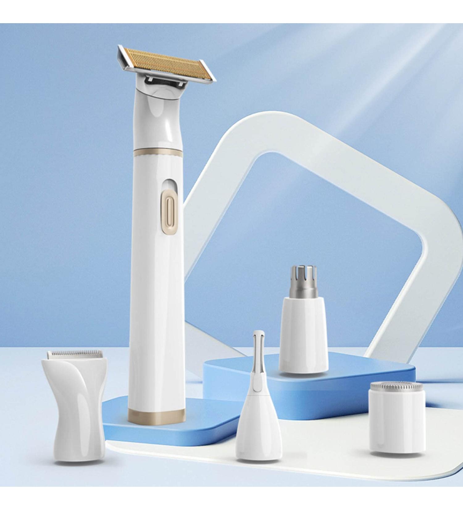 5 in 1 Women's Rechargeable Razor - Wet & Dry Electric Lady Shaver & Hair Trimmer for Face Nose & Armpits - Buy Online on GoSupps.com