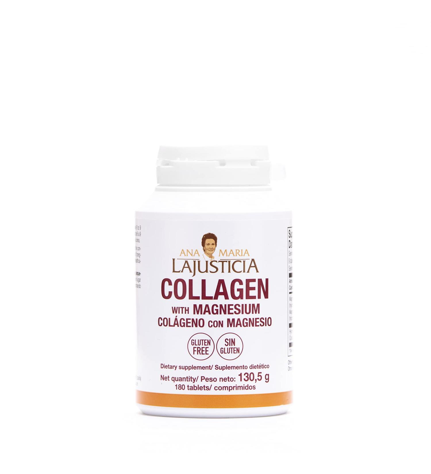 Ana Maria LaJusticia Collagen with Magnesium 180 Tabs - Healthy Teeth, Skin & Bones - Gluten-Free - Energy Boost - Skin Rejuvenation & Nervous System Support - Made in Spain - Buy Online on GoSupps.com