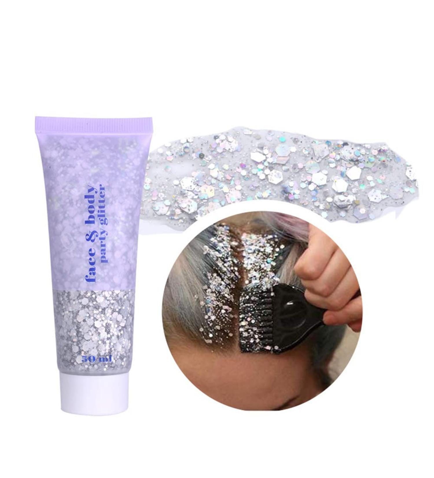  Uposao Body Glitter Gel Mermaid Glitter Liquid Eyeshadow Long Lasting Waterproof Glitter Cosmetic Face Hair Nail Body Lotion for Festival Party Makeup Decoration 50ml - Buy Online on GoSupps.com