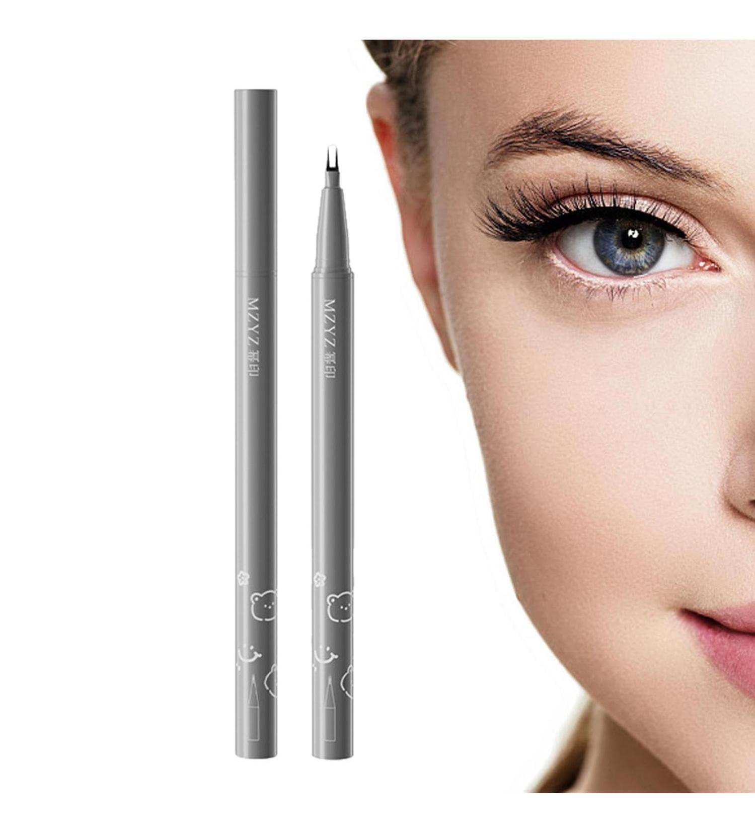 Double Tip Lower Eyelash Pencil | Waterproof Smudge Proof Lower Lash Liner Super Slim Liquid Eyeliner Natural Lower Eyelashes Two-Claw Bottom Lashes Pencil for Eye Makeup Pochy V02# Gray Brown - Buy Online on GoSupps.com