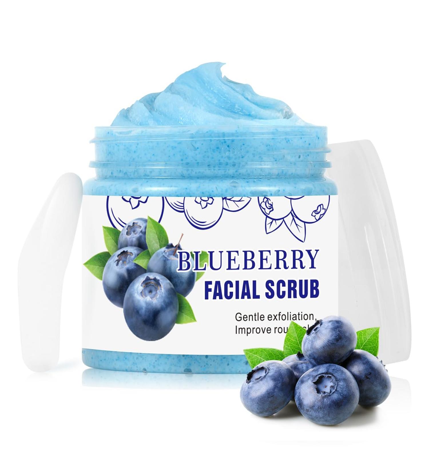 Blueberry Facial Scrub - Brightening Exfoliator & Cleanser for Dull Skin - Ideal for Blackheads & Acne - Vitamin C Scrub for Men & Women - International Shipping Available - Buy Online on GoSupps.com