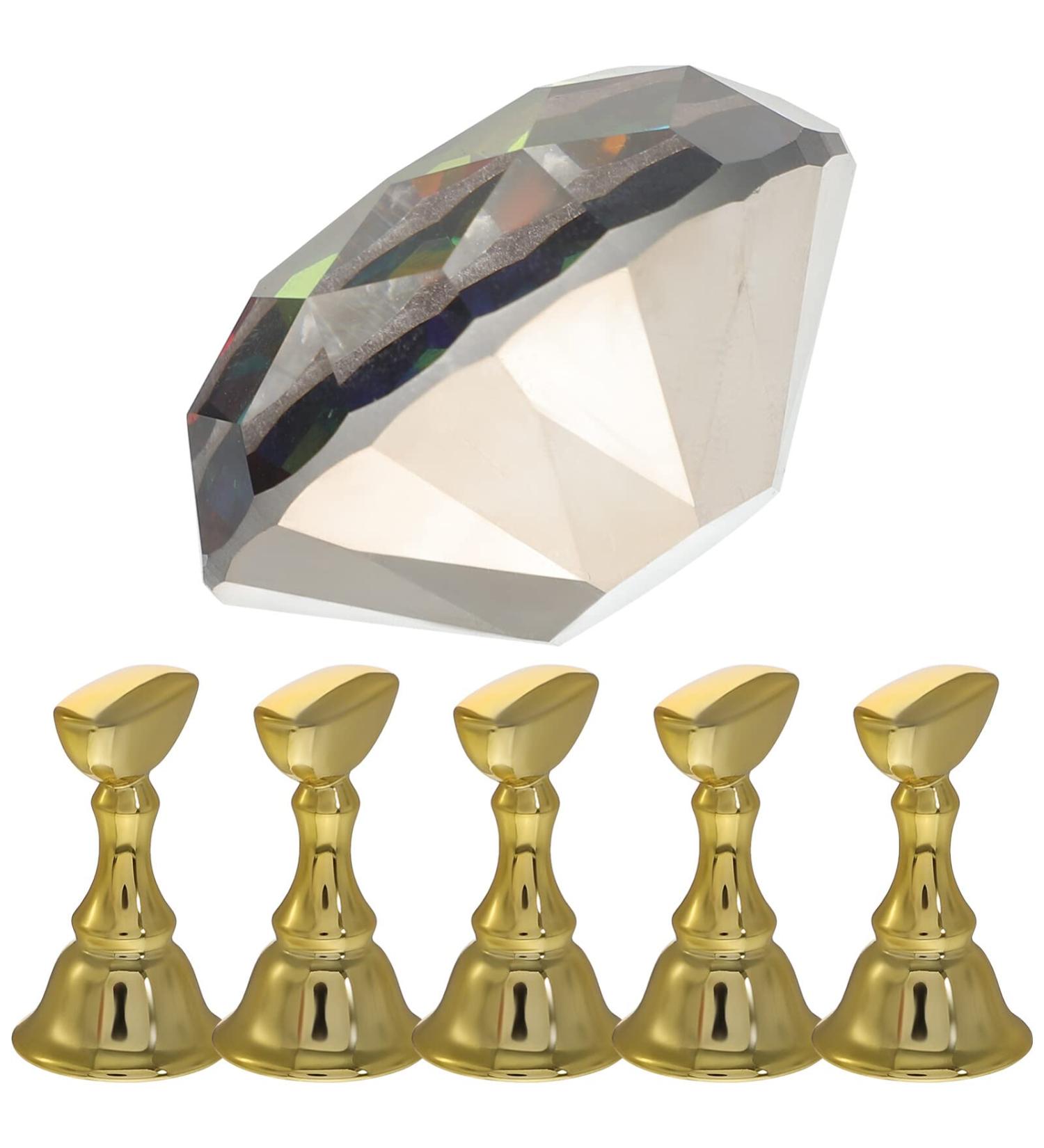 FOMIYES 1 Set manicure practice base fake nail holder fingernail display stands manicure tool nail tips practice holders magnetic base 6 piece set Crystal glass with electroplating diamond Colorful - Buy Online on GoSupps.com