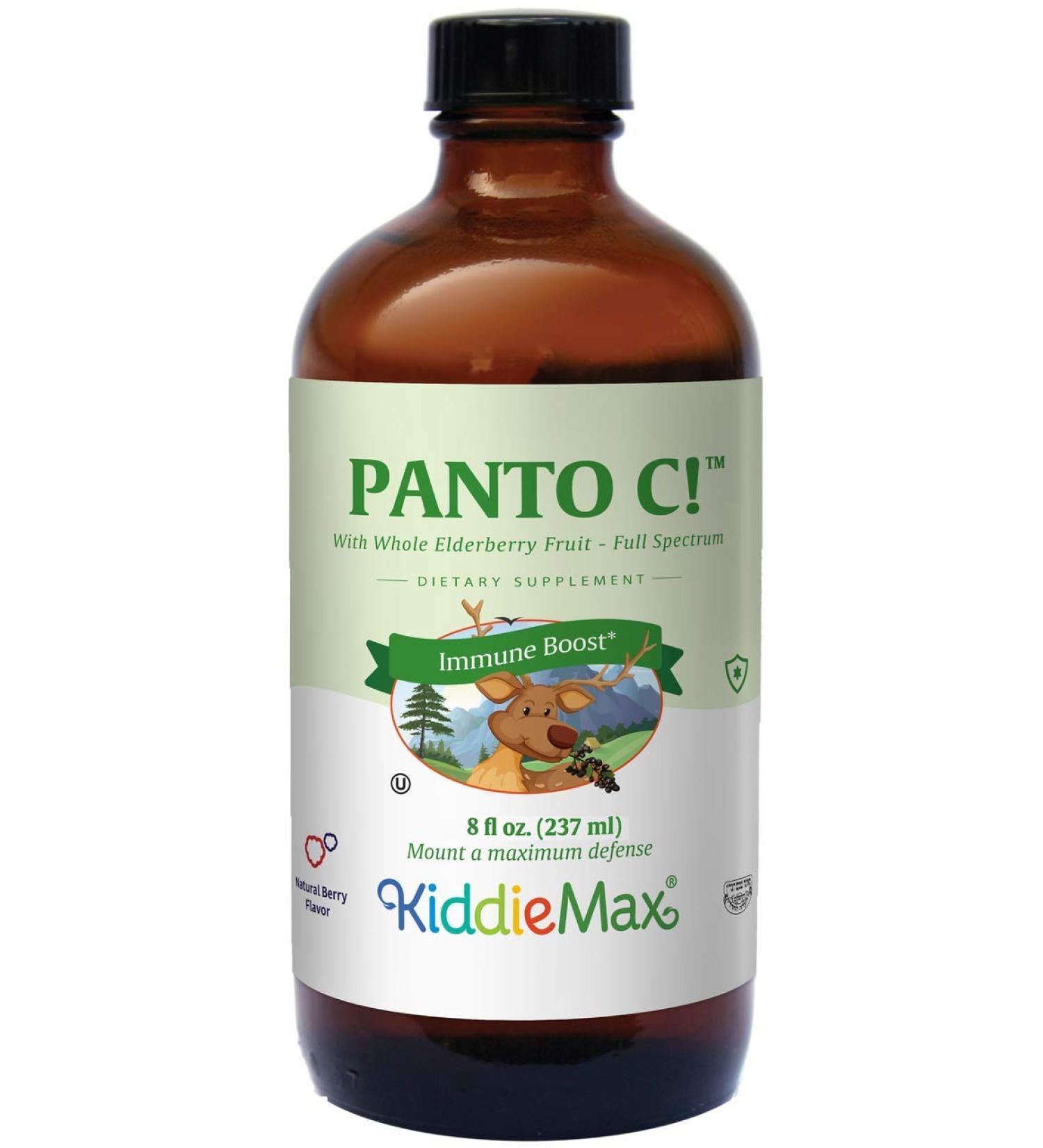 Maxi Health Panto C Liquid Kids Vitamin C with Pantothenic Acid & Elderberry for Children s Immune Support Gentle Berry Flavor Liquid Vitamins for Kids 8 Fl Oz Natural Berry 8 Fl Oz (Pack of 1)