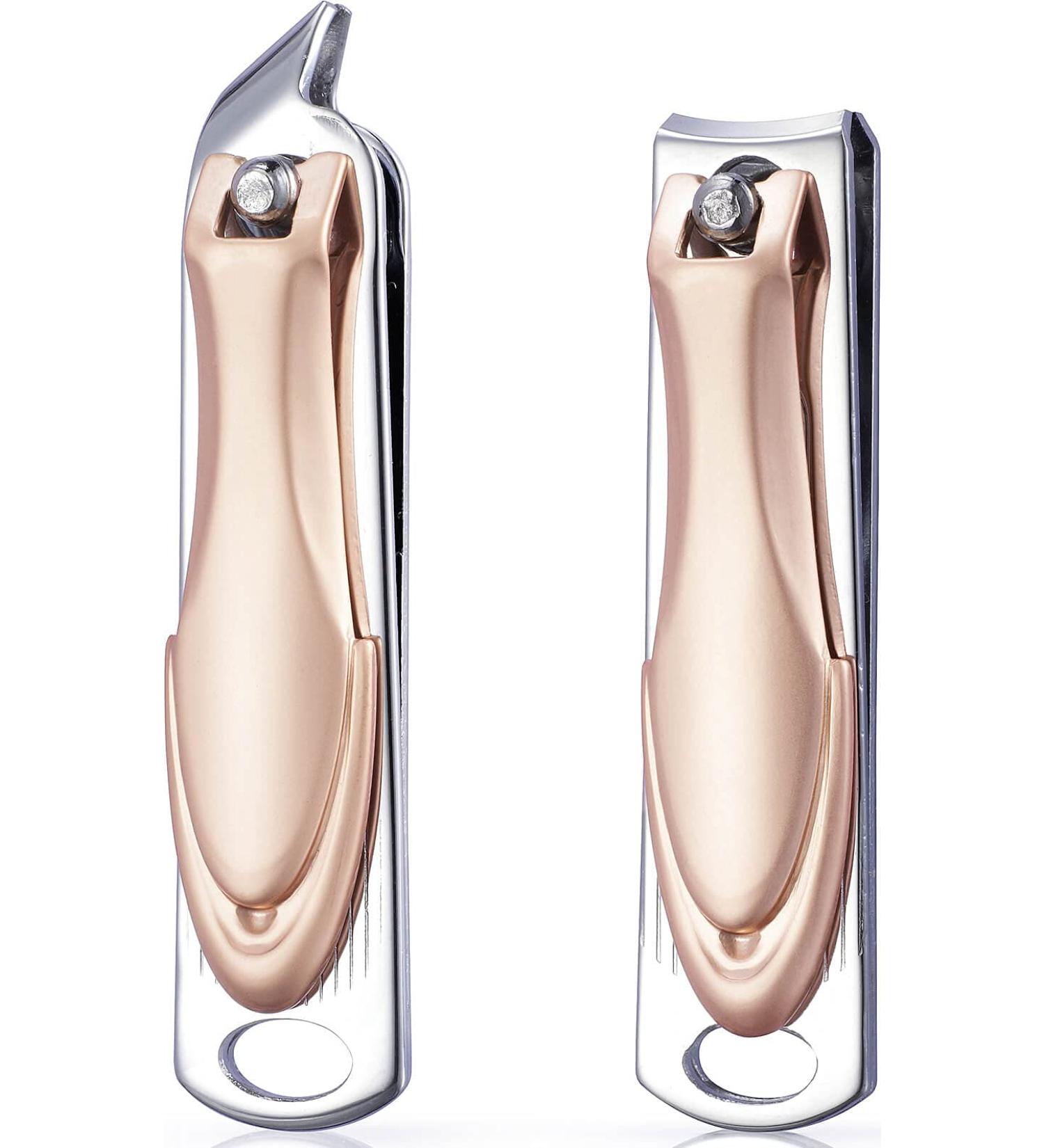 Rose Gold Nail Clippers Set - Sharp Stainless Steel Fingernail and Toenail Cutter for Women - 2 Pcs (Style 2) - Buy Online on GoSupps.com