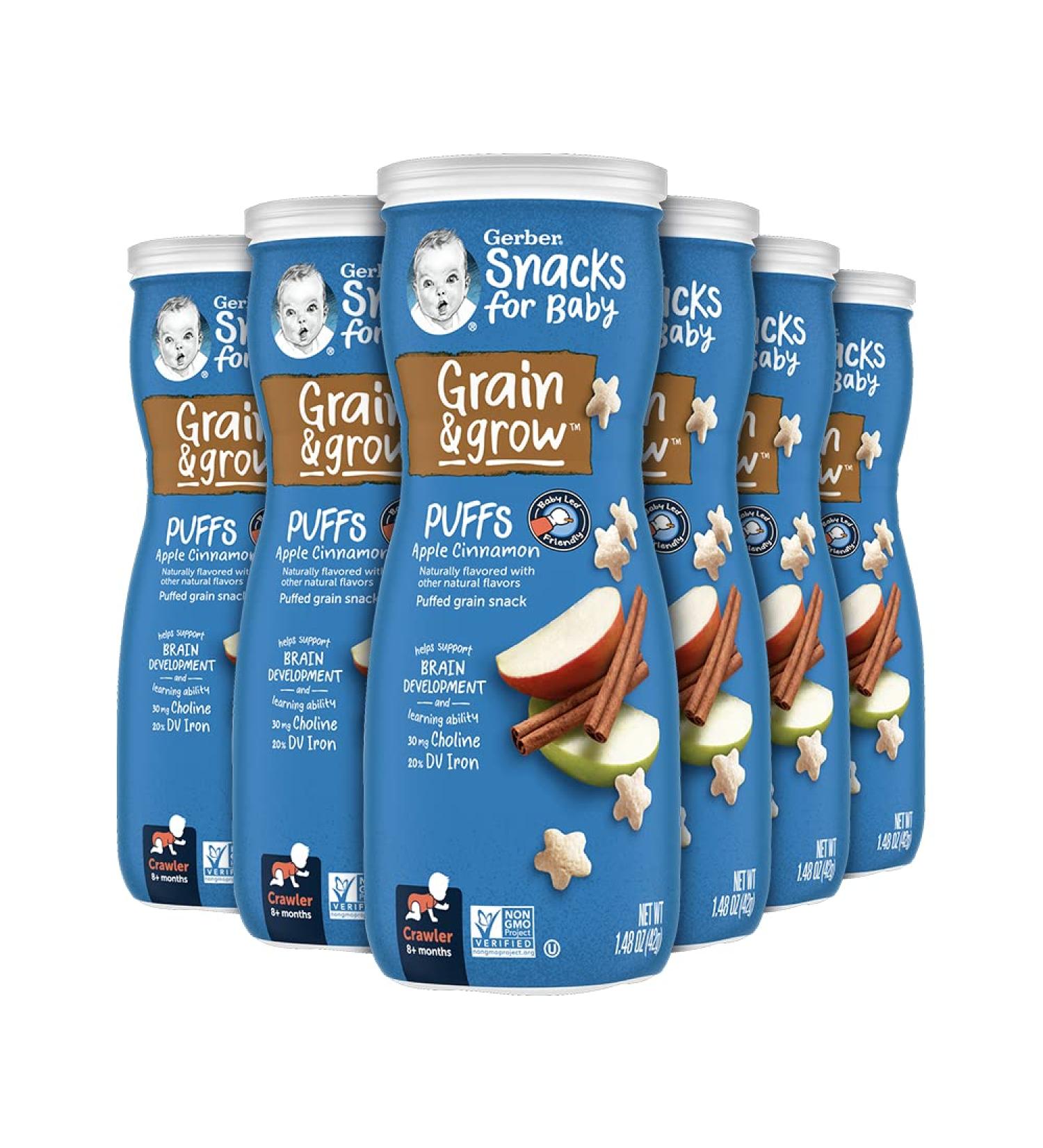Gerber Baby Snacks Puffs Apple Cinnamon 1.48 Ounce (Pack of 6) - Buy Online on GoSupps.com