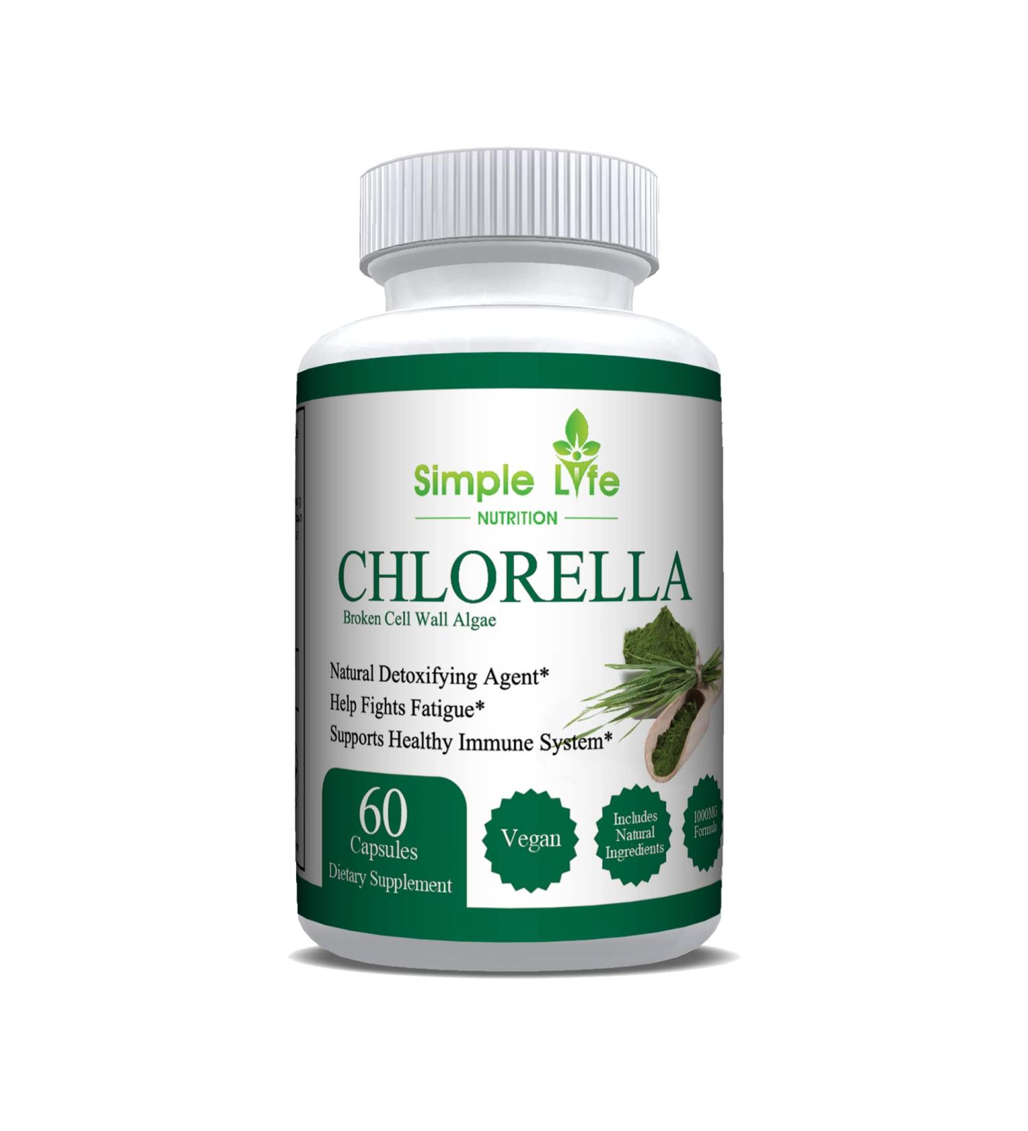 Organic Chlorella Capsules for Blood Pressure, Immunity & Cholesterol - 60CT | Non-GMO Vegan Supplements with Chlorophyll, Iron & Protein - Buy Online on GoSupps.com