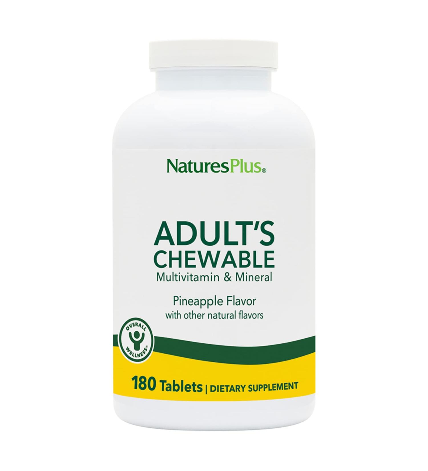 NaturesPlus Adult's Chewable Multivitamin - 180 Vegetarian Pineapple Tablets | Natural Whole Foods Supplement for Energy and Health | Gluten-Free | 180 Servings - Buy Online on GoSupps.com