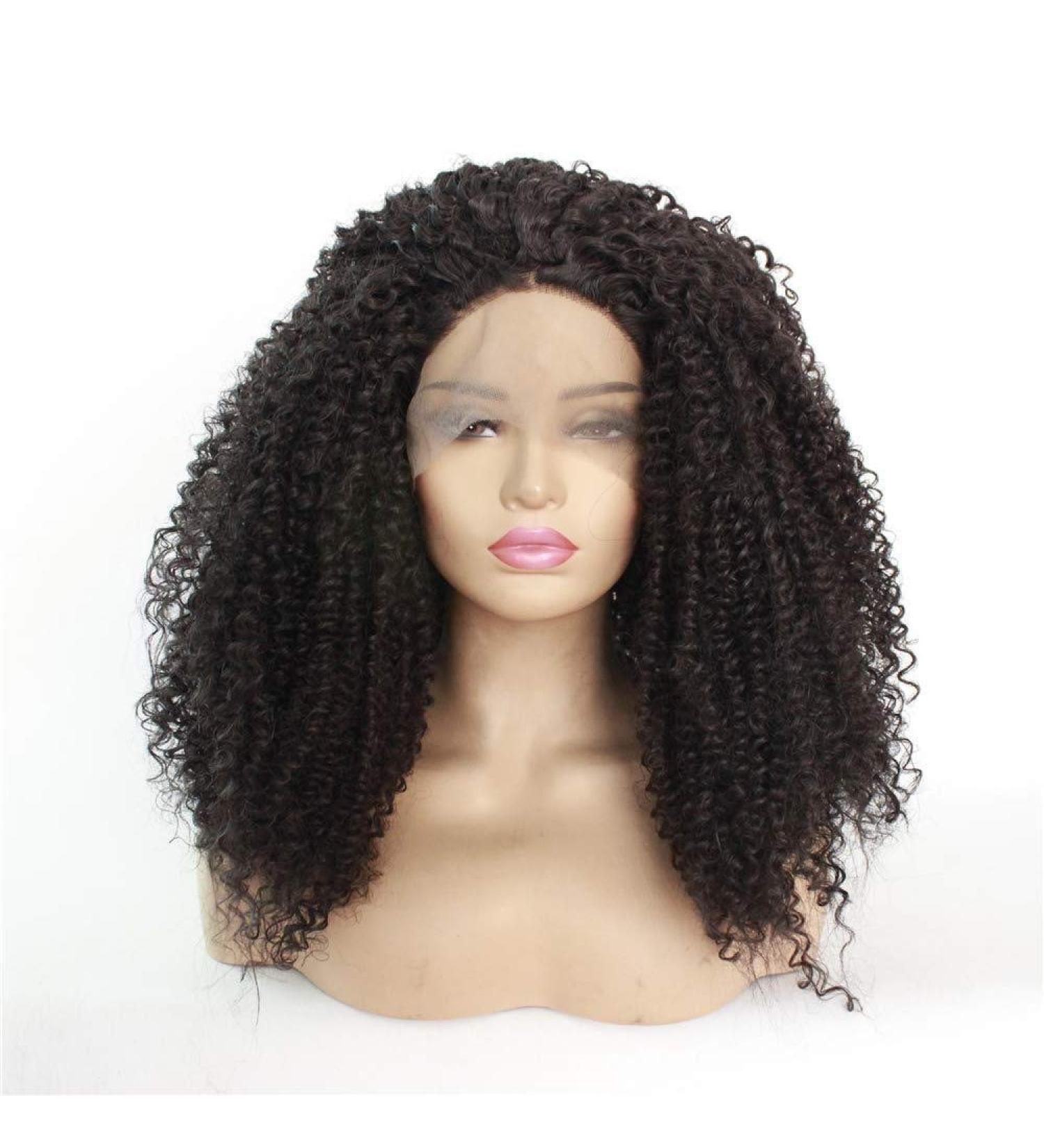 Buy Ladies Medium Long Curly Hair Wig | Front Lace Chemical Fiber Hair | International Shipping Available - Buy Online on GoSupps.com