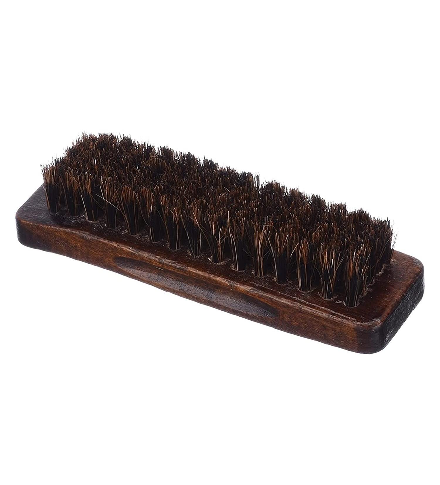 Shoe Brush Wooden Handle Natural Mane Horsehair Shoe Polish Polishing Cleaning Brush Tool Household Cleaning Brush Onecolor - Buy Online on GoSupps.com