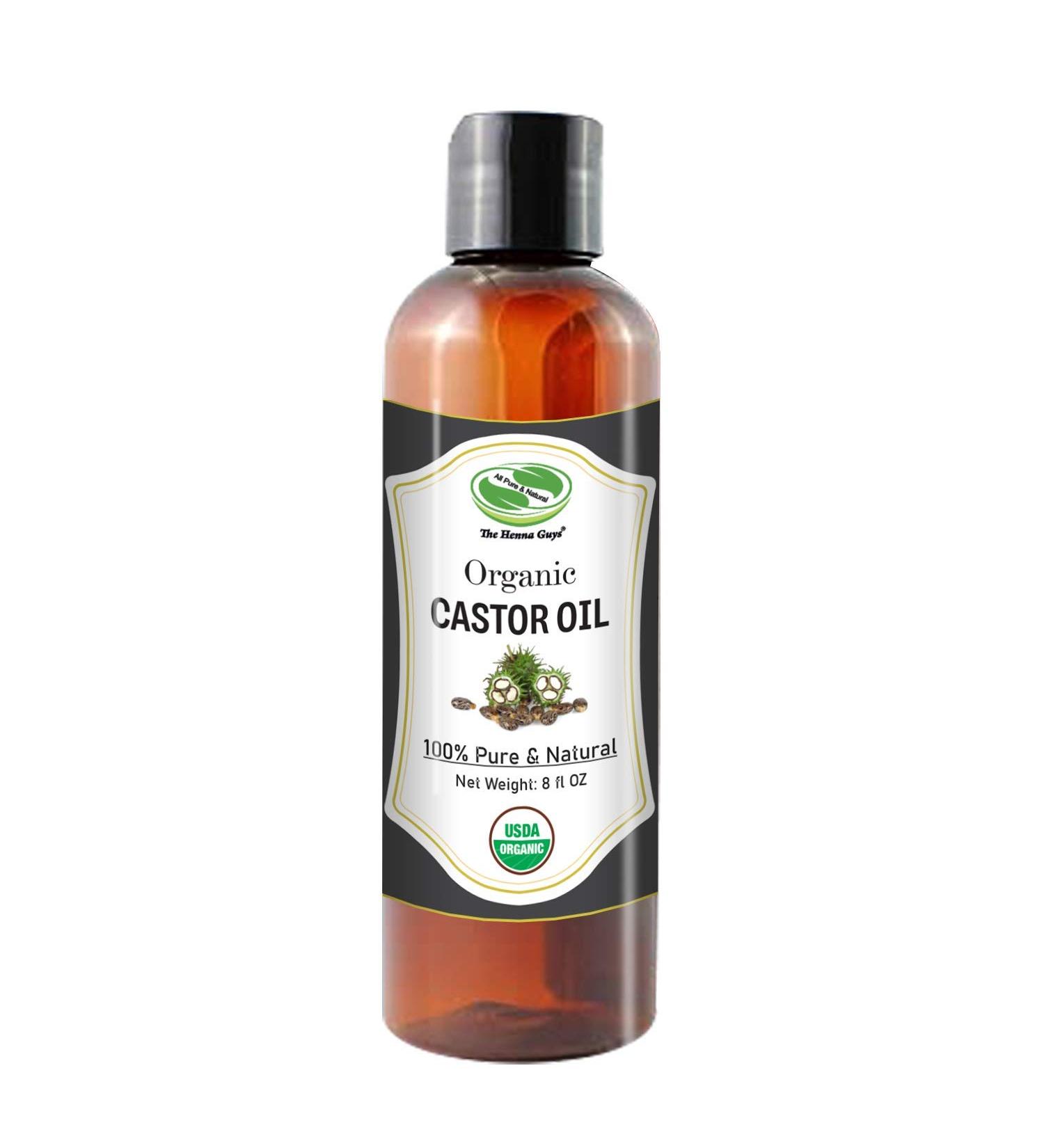 The Henna Guys 8 fl. Oz Organic Castor Oil - 100% Natural & Pure. Stimulate hair growth 8 Fl Oz (Pack of 1)