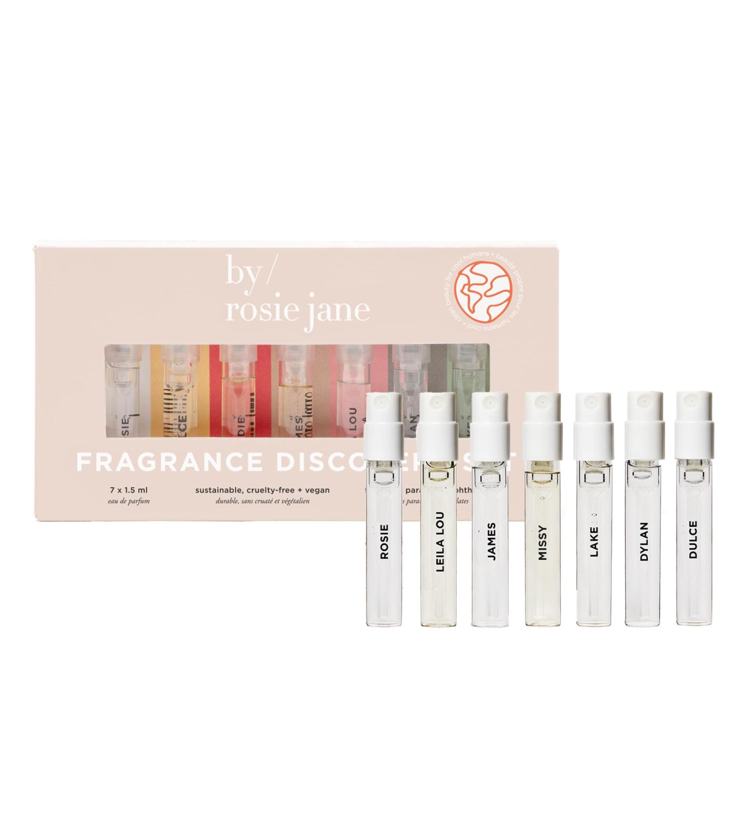 By Rosie Jane Discovery Perfume Set - 7 Piece Travel Size Perfume Set - Gift Set Includes Scents Missy Dulce Leila Lou James Lake and Dylan - Clean Perfume for Women (7 Count) - Buy Online on GoSupps.com