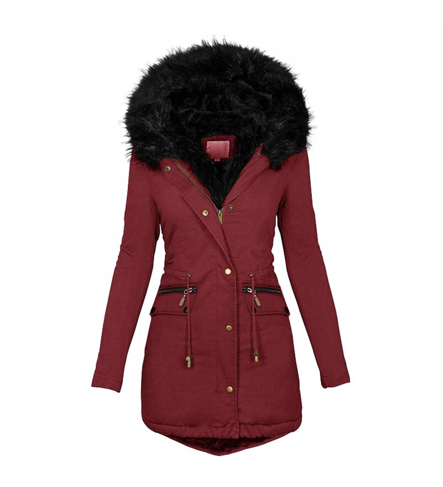 Ronony Women's Parka Coat - Elegant Winter Jacket for Transitions | Sporty Quilted Fleece Coat in Wine | Ideal Outdoor Outerwear - Buy Online on GoSupps.com