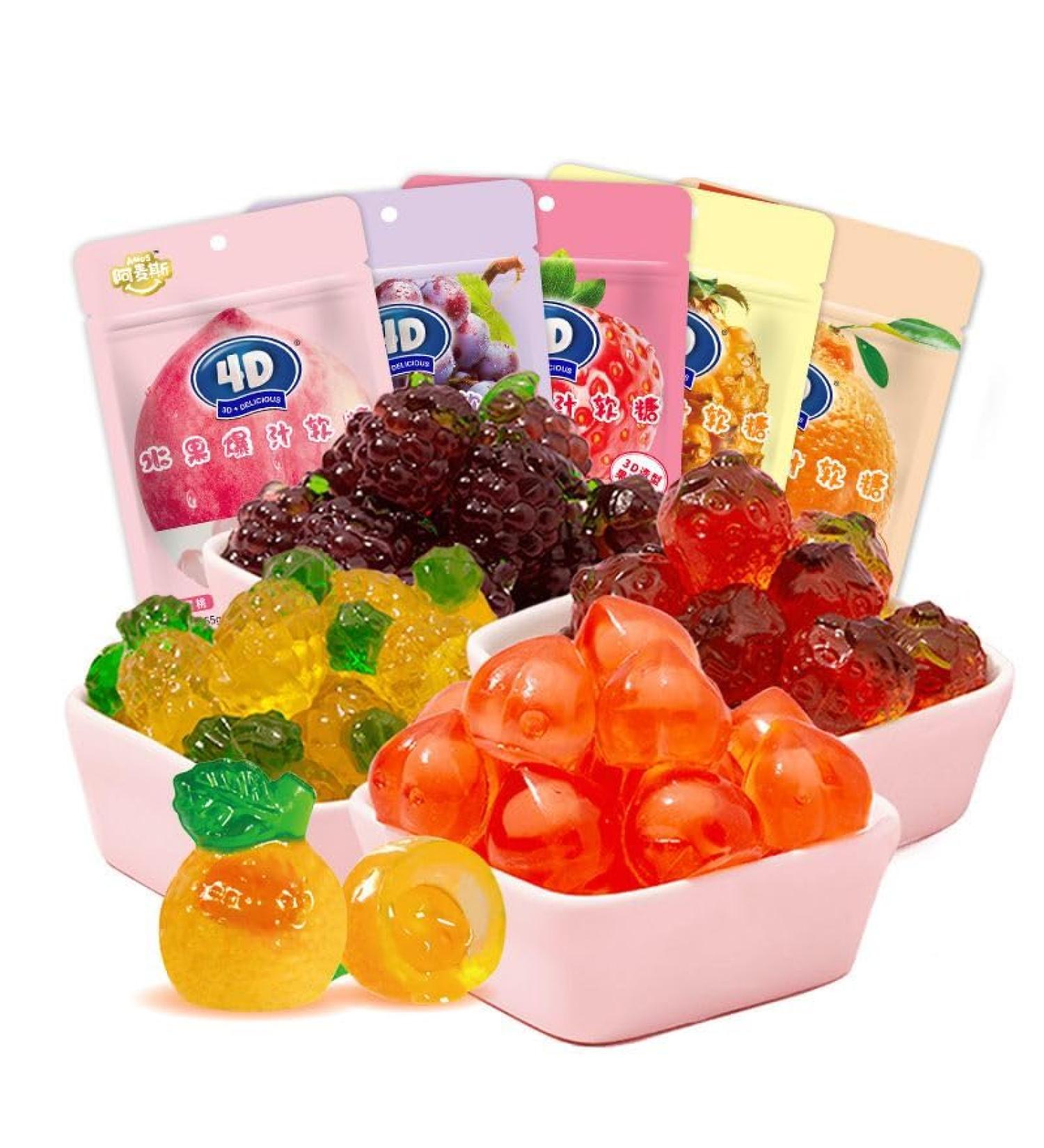 Fruit Juice Fudge 5 kinds of fruit gummy candy white peach gummies pineapple orange soft candy healthy nutritious dessert wedding candies New Year Candy delicious snack gift pack (Peach 1bag) Peach 1bag - Buy Online on GoSupps.com
