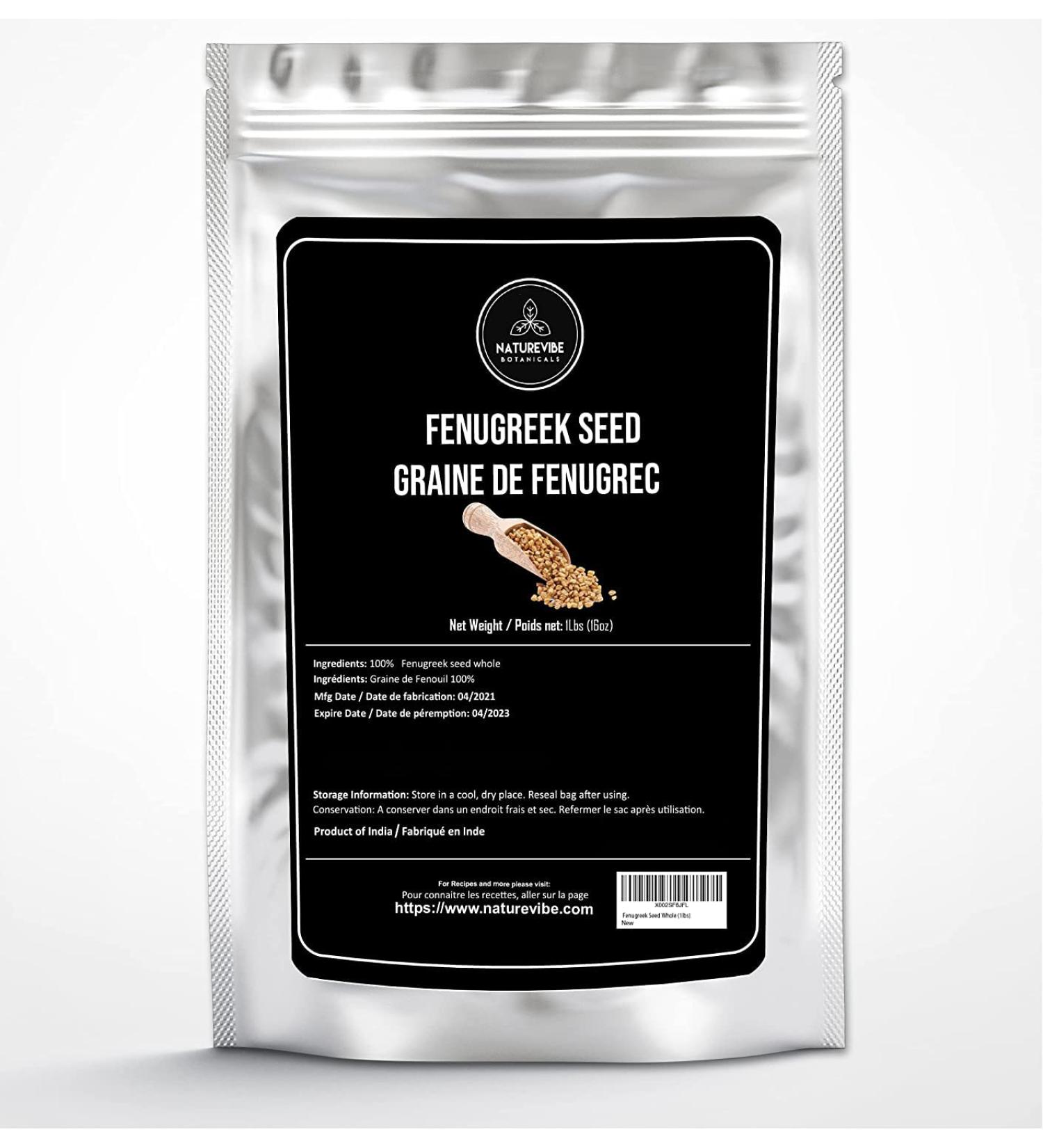 Naturevibe Botanicals Fenugreek Seed Whole 453 grams (1lbs) Fenugreek Seed 453g