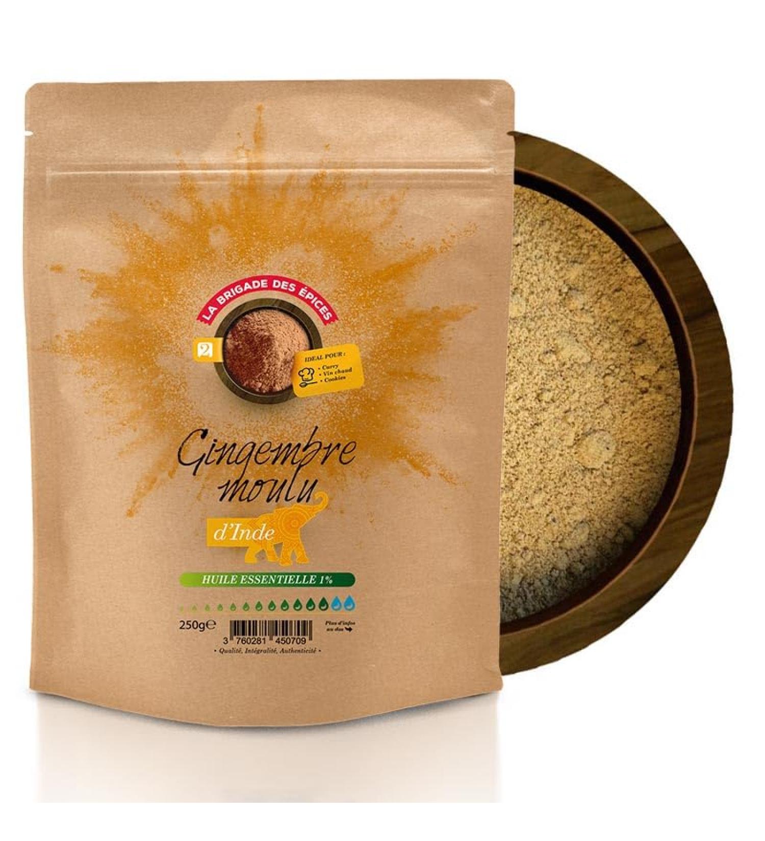 La Brigade des pices - Powdered Ginger - 250g - 100% Natural - Packaged and controlled in France - Buy Online on GoSupps.com