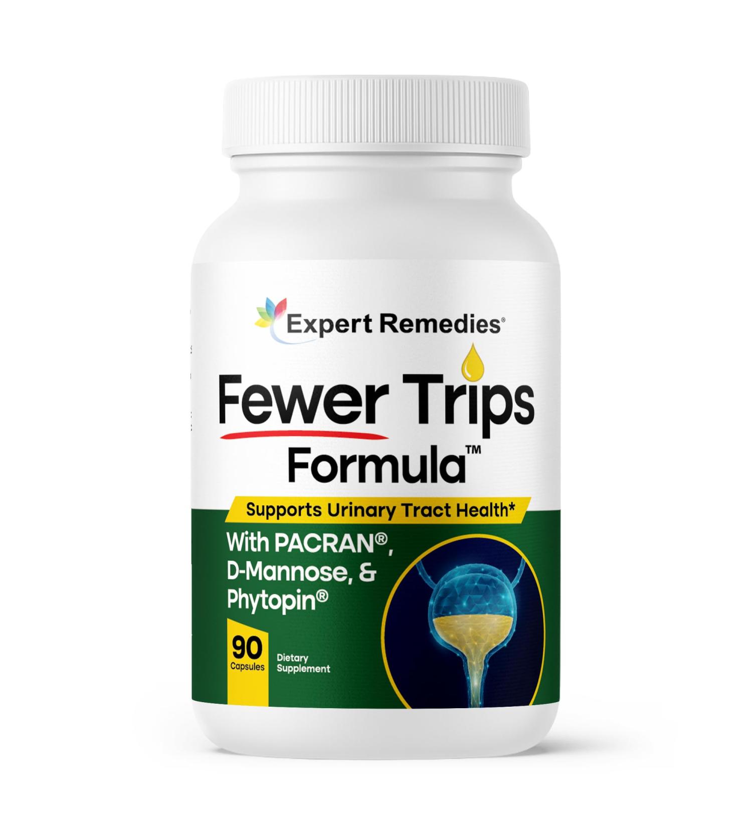 Expert Remedies Fewer Trips Formula Bladder Support Supplement for Women and Men. Cranberry Extract and D-mannose Pills Reduce Frequency Support Urinary Tract Health - 90 Capsules - Buy Online on GoSupps.com