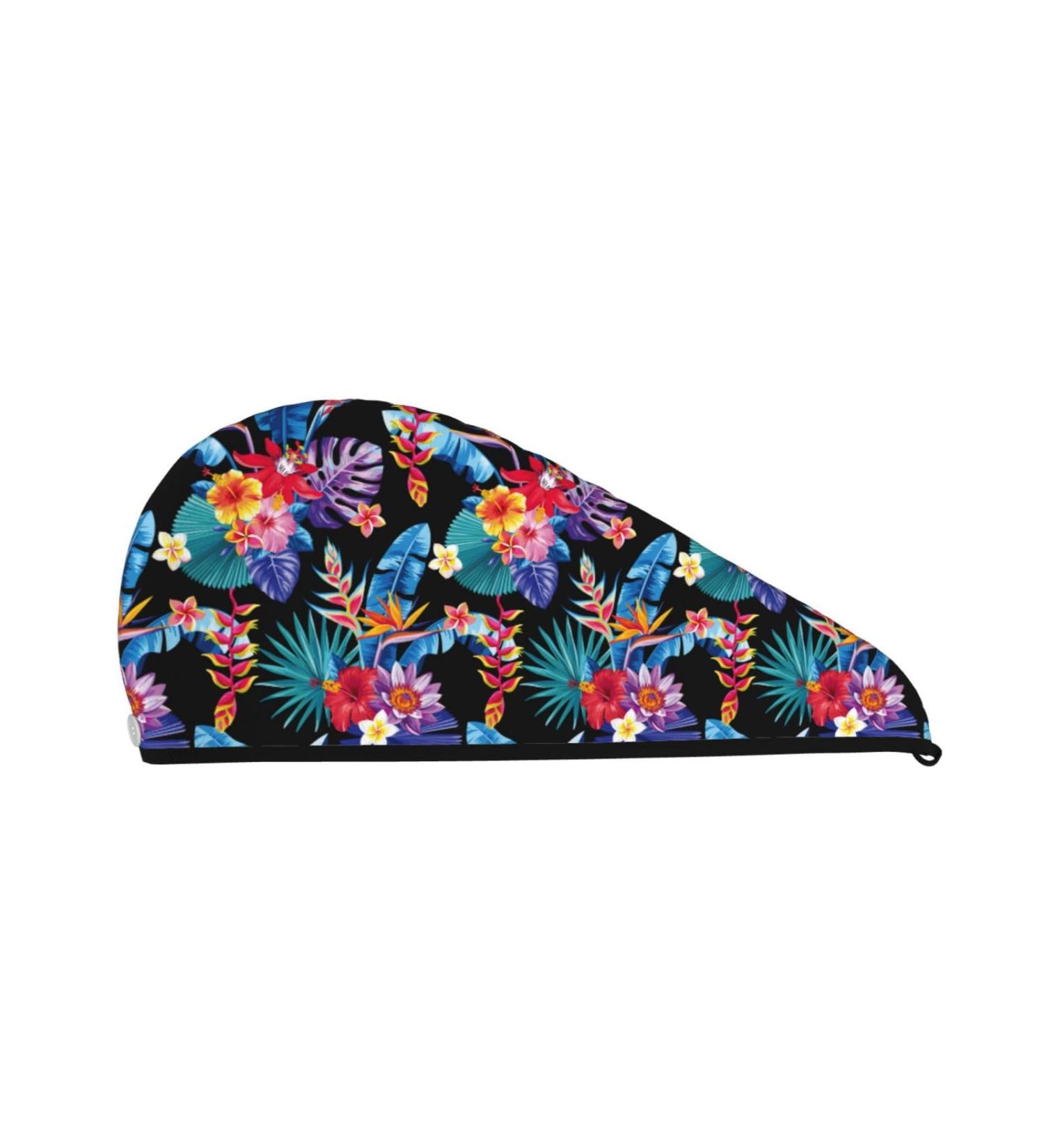 Hair Towel Wrap - Quick Drying Towel Turban with Button | Tropical Palm Leaves Design - Buy Online on GoSupps.com