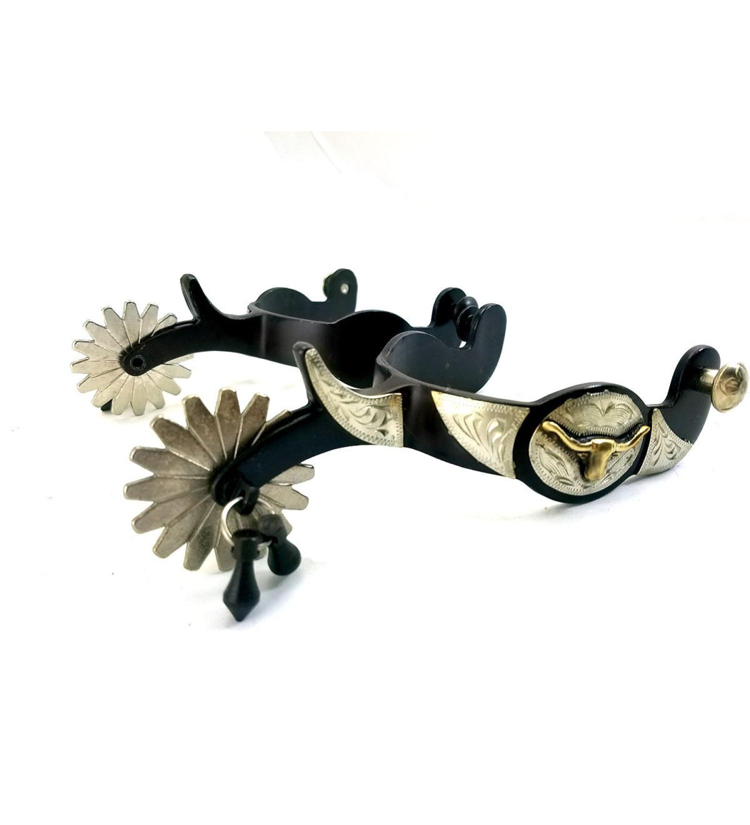 Aime Imports Western BS Texas Longhorn 16pt Jingle Bob Spurs - Authentic Cowboy Spurs - Buy Online on GoSupps.com