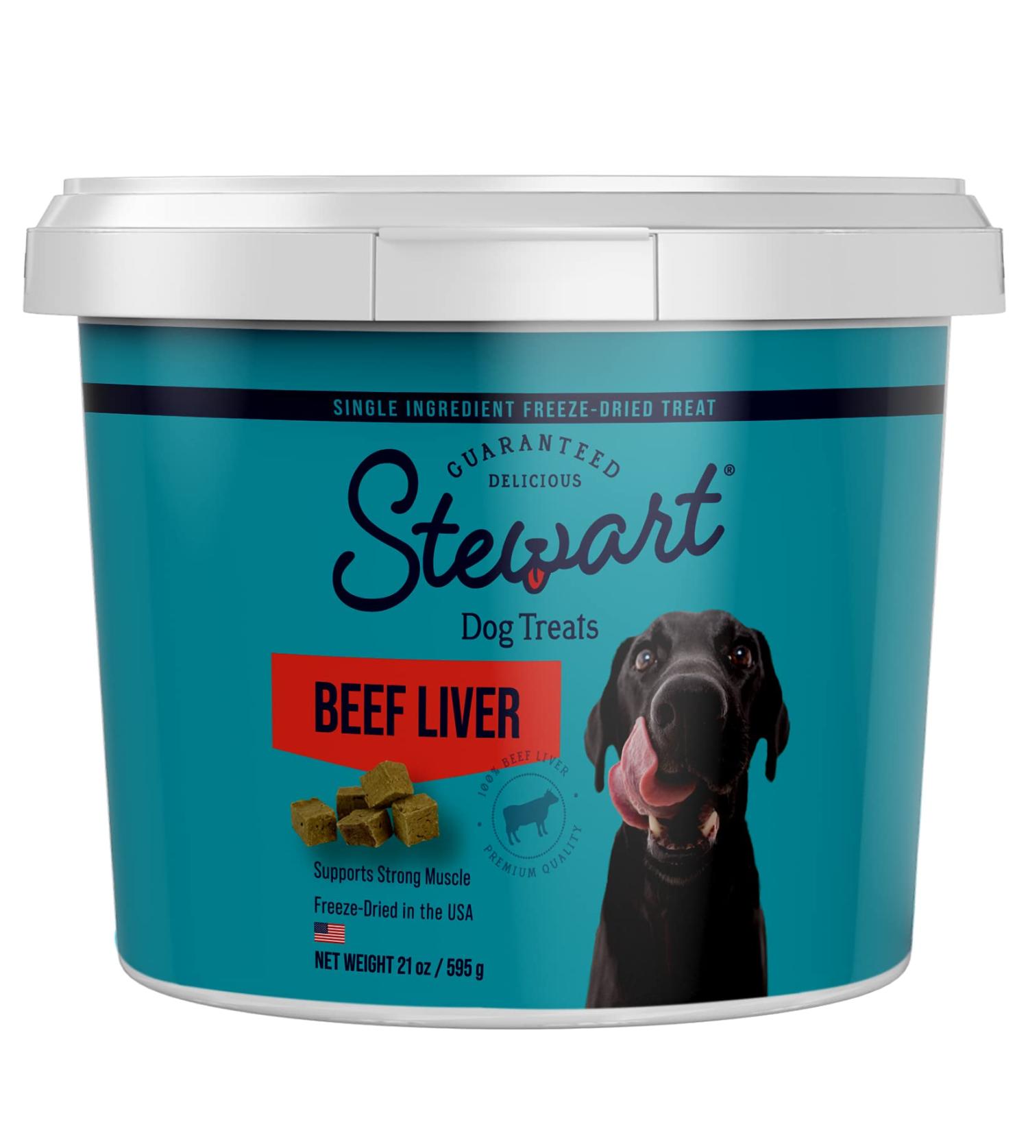 Stewart Freeze Dried Dog Treats - Healthy Grain-Free Beef, Chicken, and Salmon Single Ingredient Treats for All Breeds - 21 Ounce Resealable Tub - Buy Online on GoSupps.com