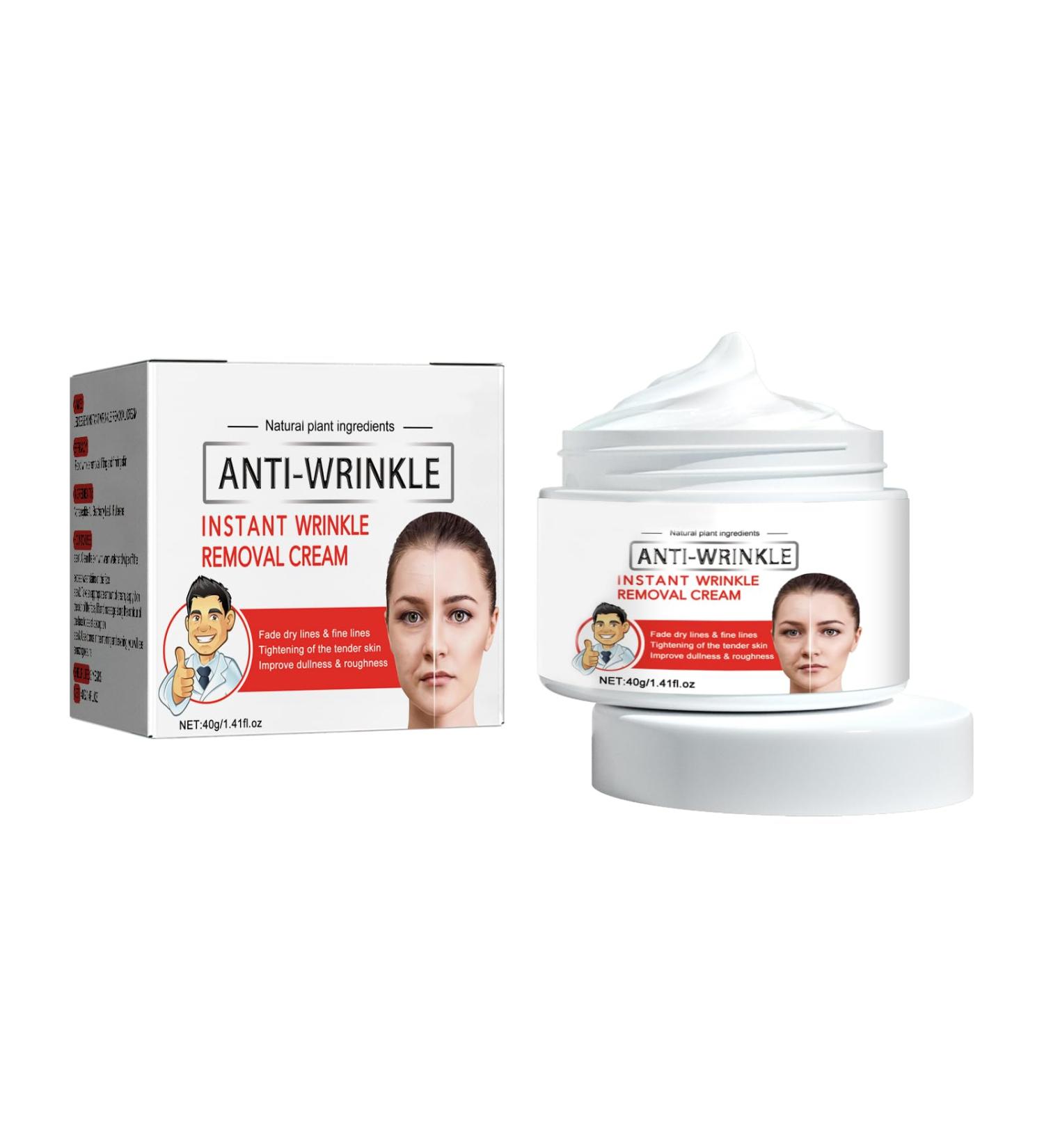 Anti-Wrinkle Cream Moisturizer Rapid Wrinkle Removal Natural Plant Ingredients Smooth Fine Lines and Wrinkles Anti-Ageing For Ageing Skin Tightens Skin Improves Roughness - Buy Online on GoSupps.com