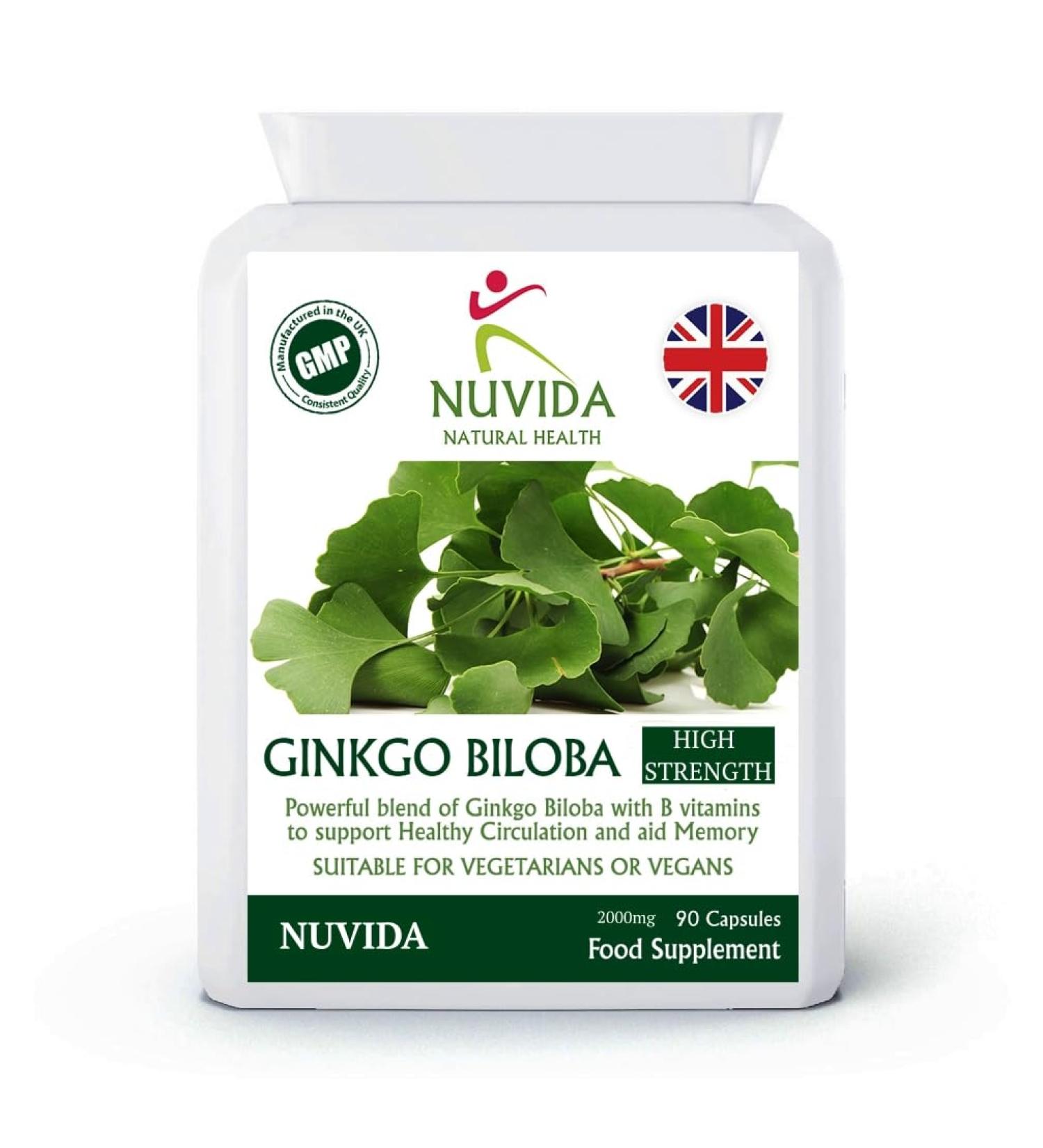 High Strength Ginkgo Biloba Capsules with B Vitamins - 2000mg Equivalent - Vegan Friendly - Buy Online on GoSupps.com
