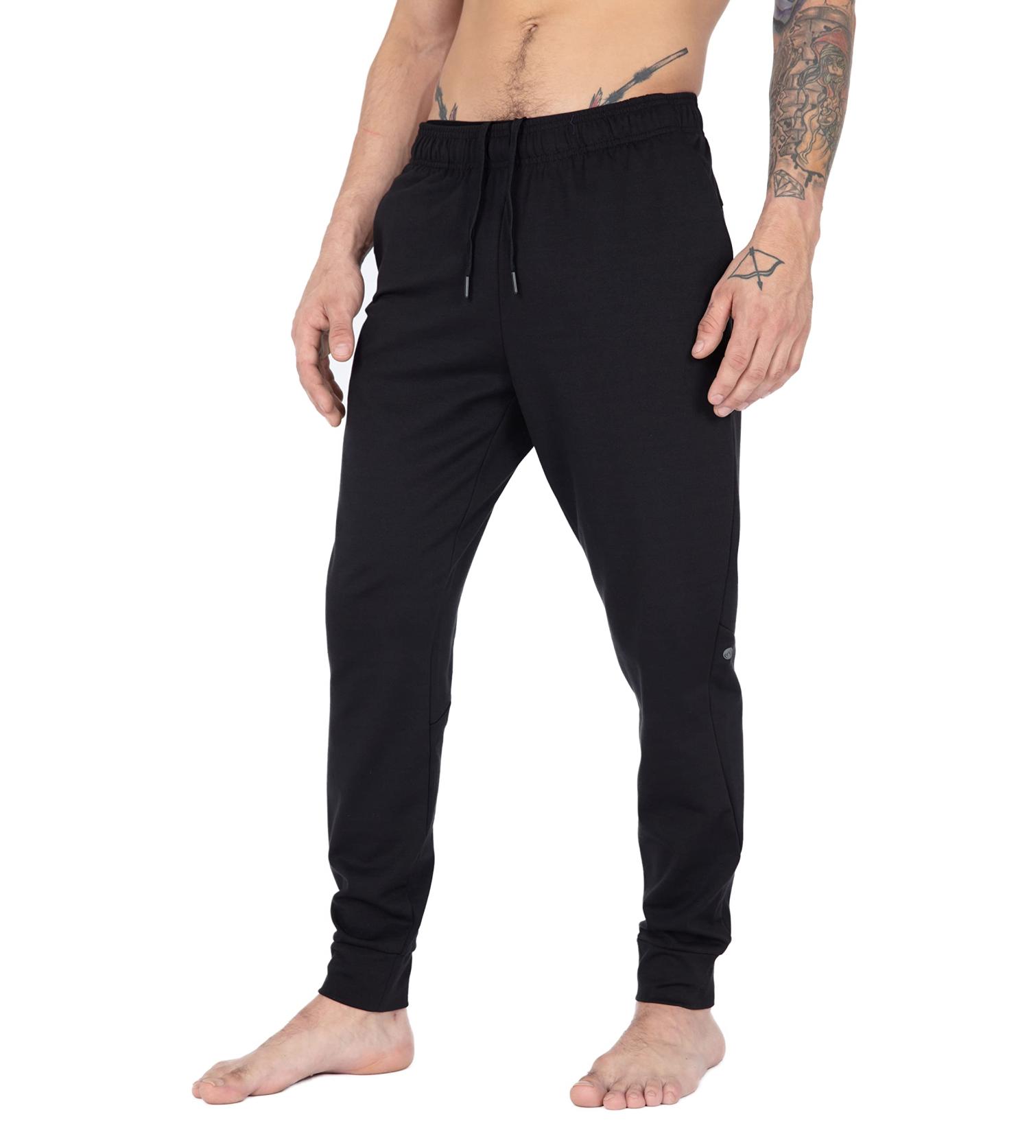 Apana Men's Black Ponte Jogger Sweatpants - Size Medium | Active Yoga Pants - Buy Online on GoSupps.com