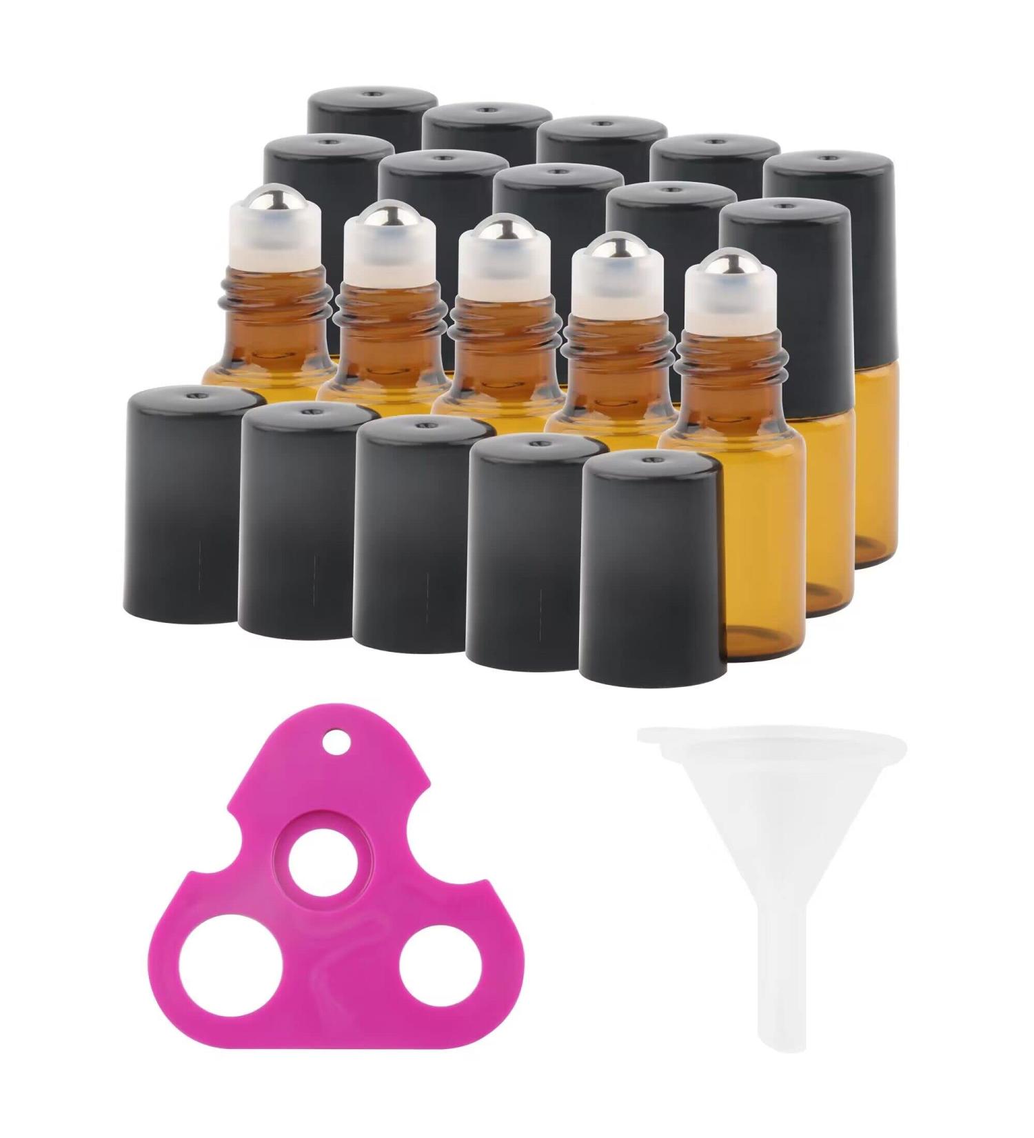 Zalati Roller Bottles - 15 PCS Glass Refillable Containers with Stainless Steel Rollball for Aroma Oils & Aromatherapy - 3 ml Each - Buy Online on GoSupps.com