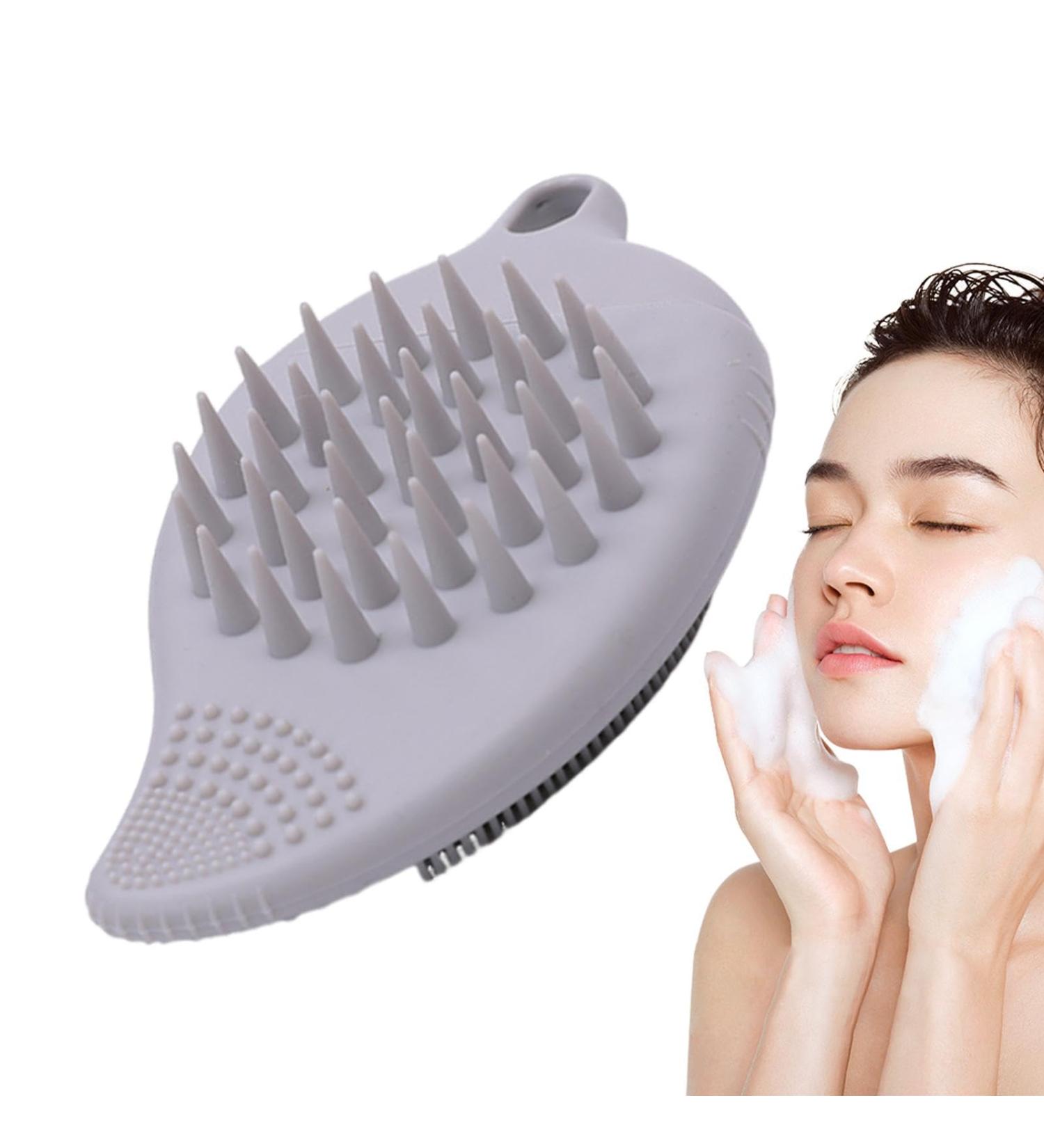 Face Scrubber Double Side Silicone Face Scrub Brush Manual Skin Care Scalp Brush Multi-Use Handheld Scrubber Light Gray - Buy Online on GoSupps.com