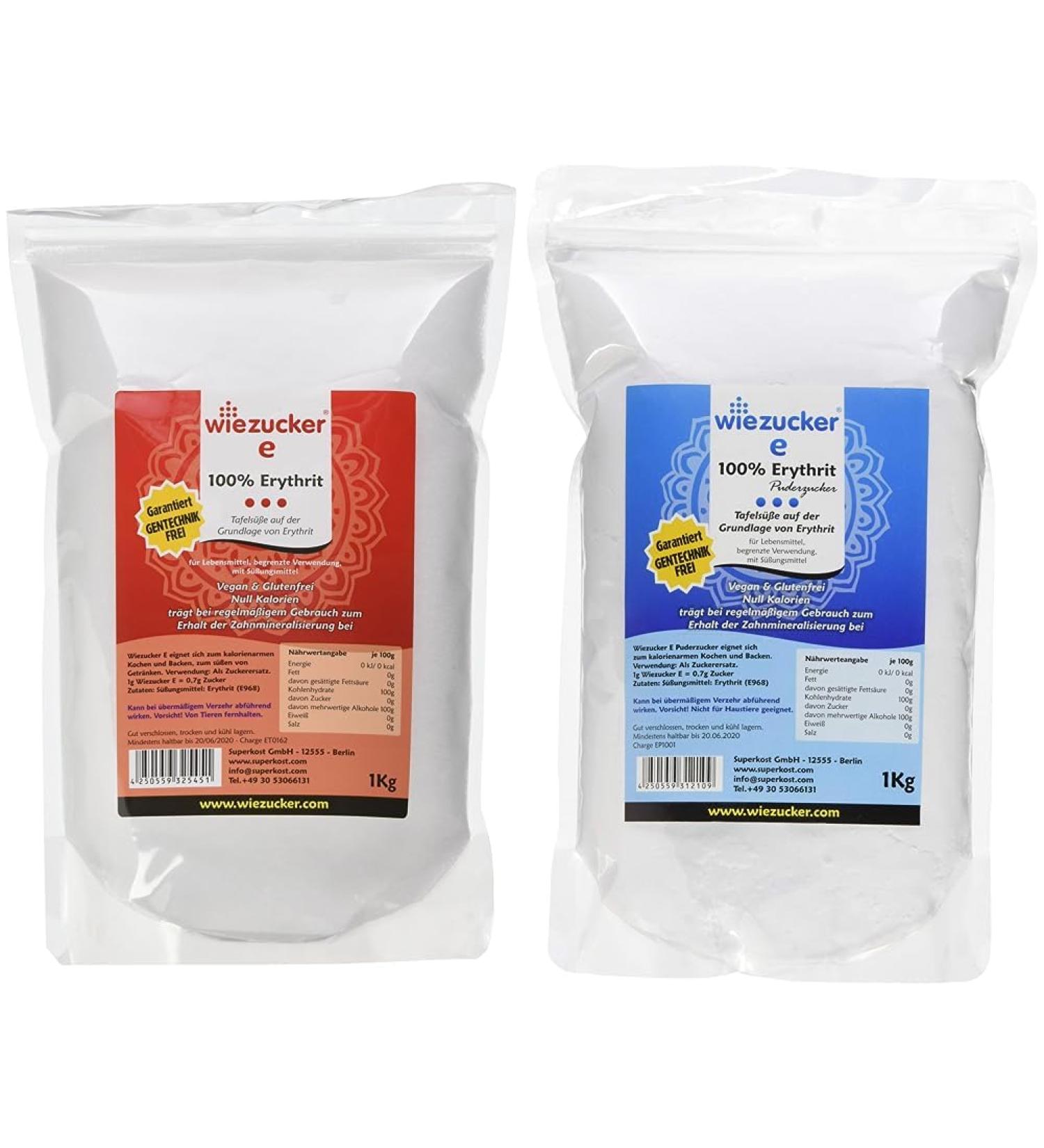 Wiezucker Erythritol 1kg - Calorie-Free Powdered Sugar Replacement | 1-Pack EryPul1 Bundle | Buy Internationally - Buy Online on GoSupps.com