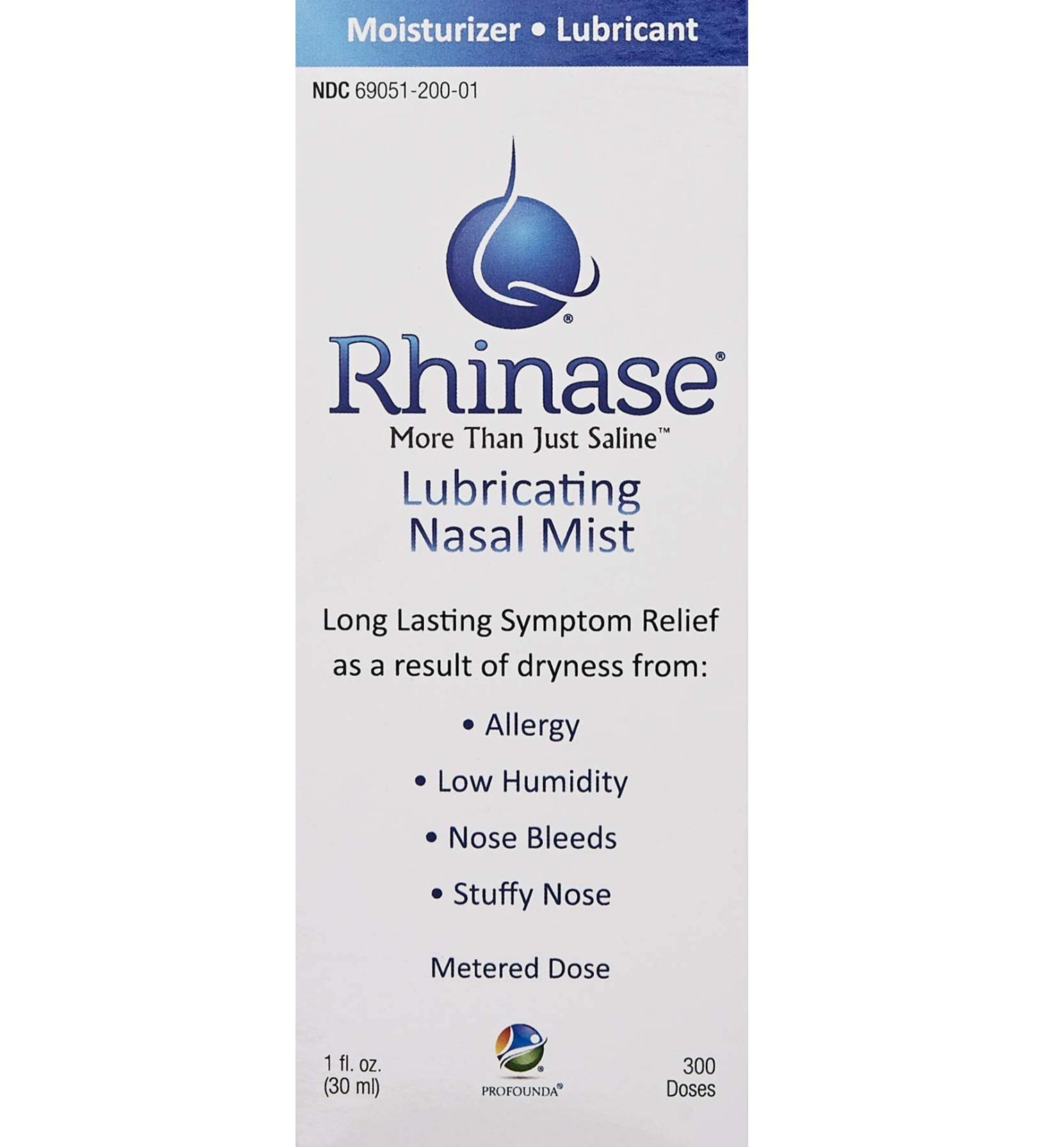 Rhinase Allergy Relief Saline Nasal Spray - 300 Sprays, Steroid-Free Formula for Dry Nose and Allergy Nosebleeds - Buy Online on GoSupps.com