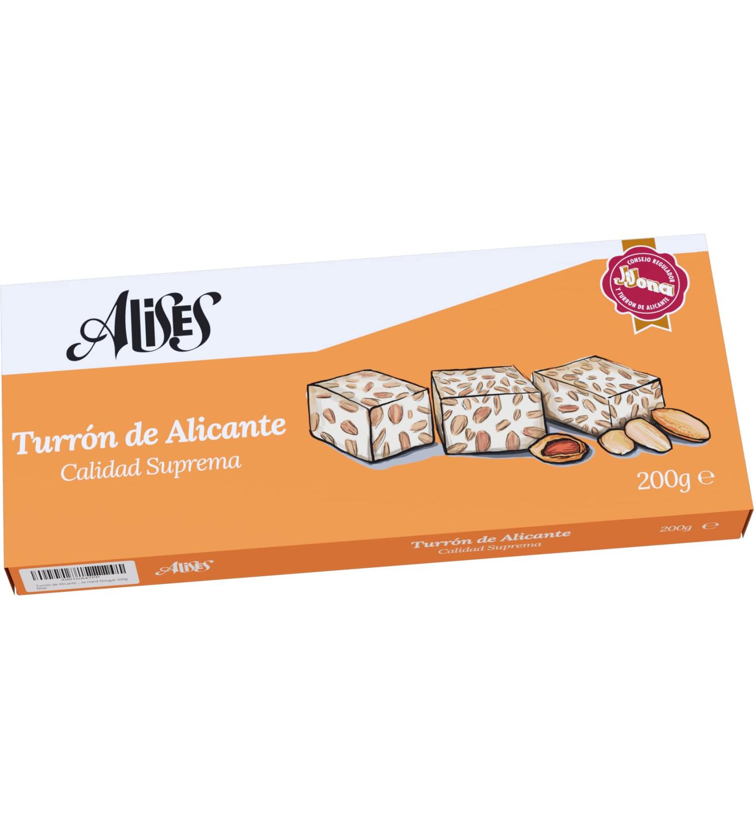 Alises Turr n de Alicante - Almonds and Honey - Supreme Quality - 100% Natural - Gluten Free Lactose Free - Nougat 200g (Hard) - Buy Online on GoSupps.com